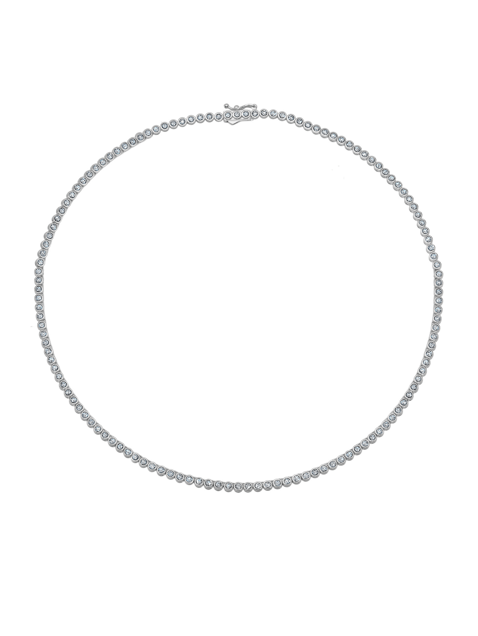 Round Bezel Necklace in Platinum - CRISLU