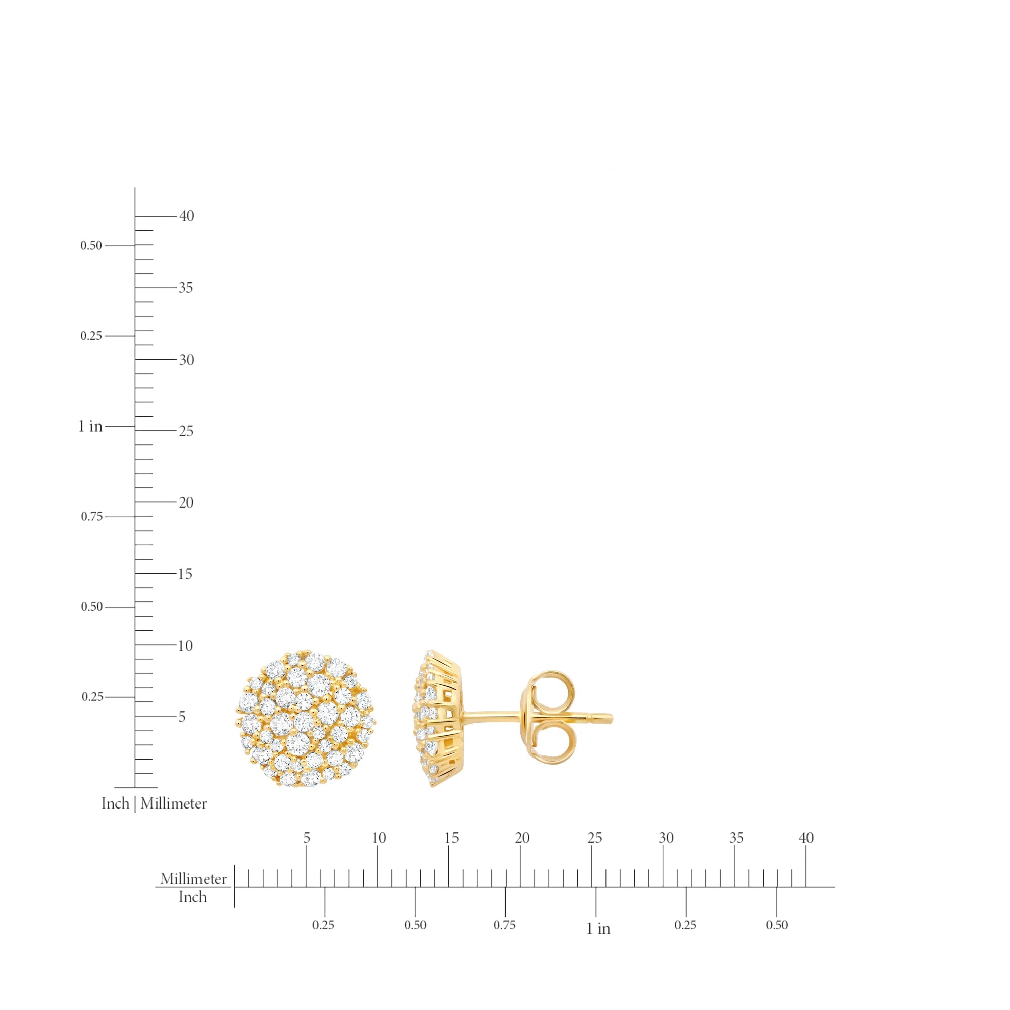 Round Cluster Earrings Finished in Gold - CRISLU