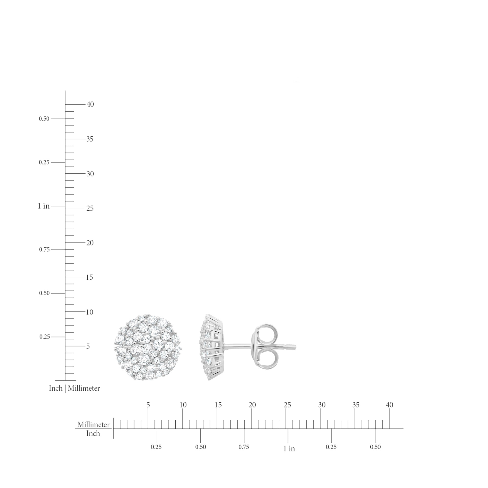 Round Cluster Earrings Finished in Platinum - CRISLU