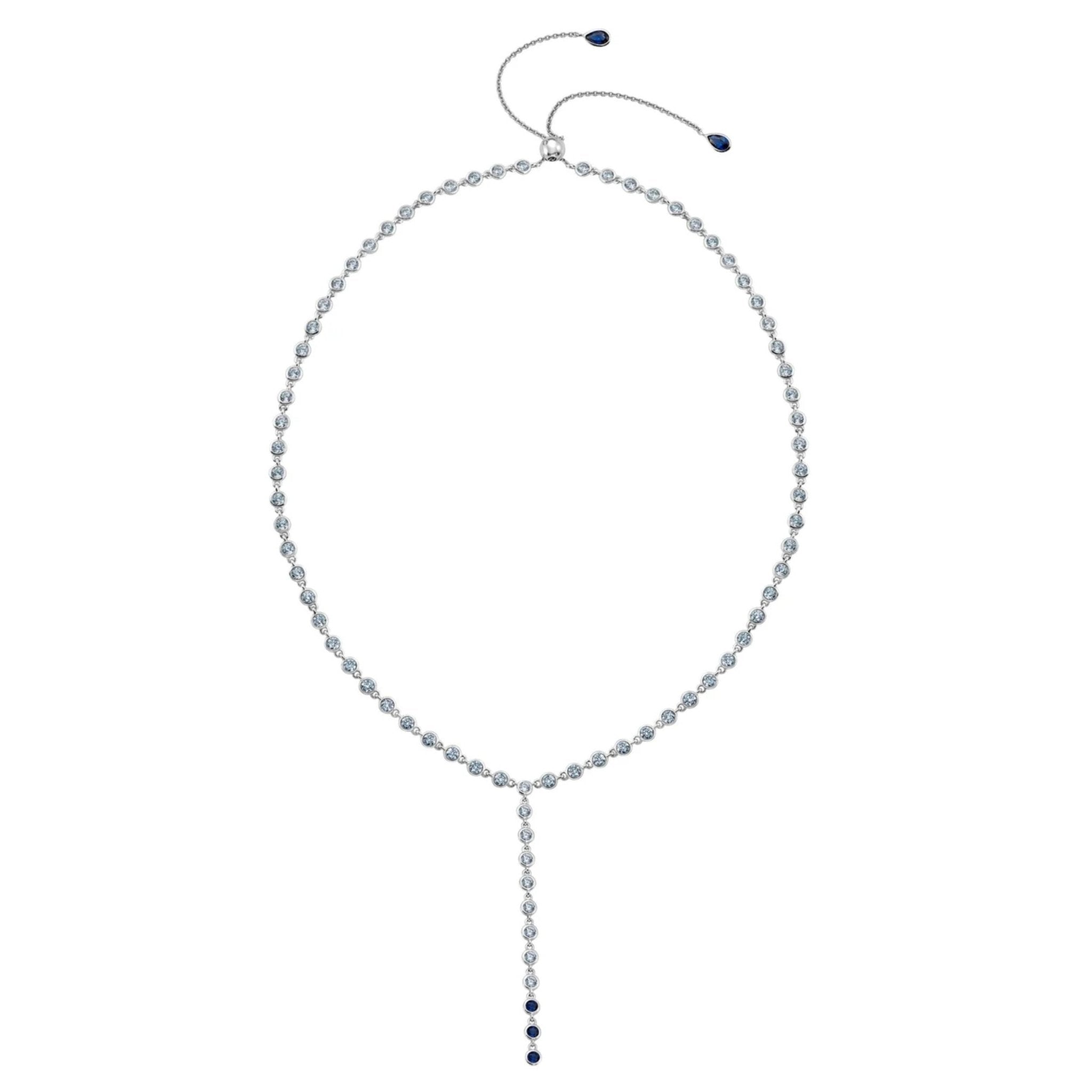 Sapphire Bezel Y - Necklace Finished in Pure Platinum - CRISLU