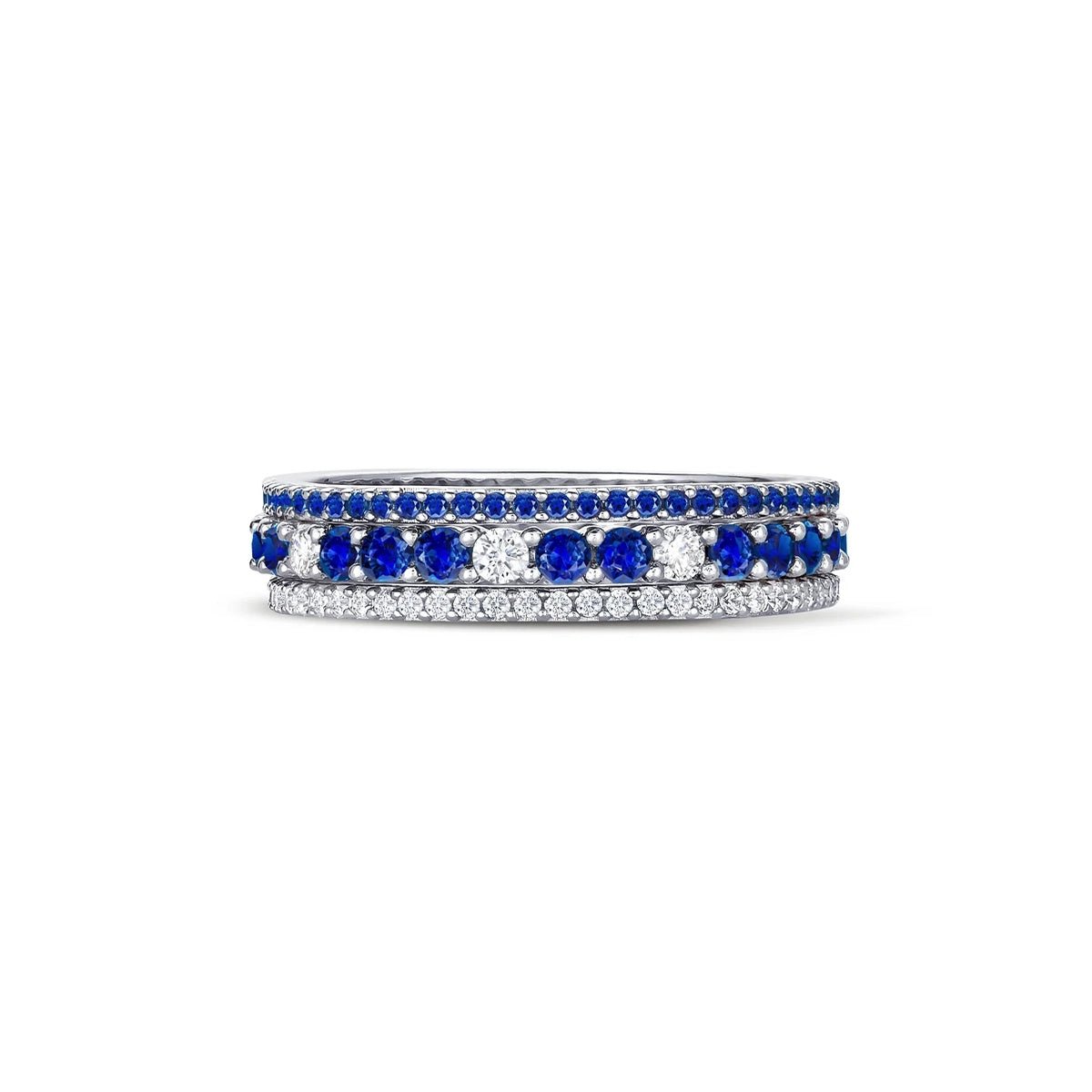 Sapphire Triple Band Ring Finished in Platinum - CRISLU