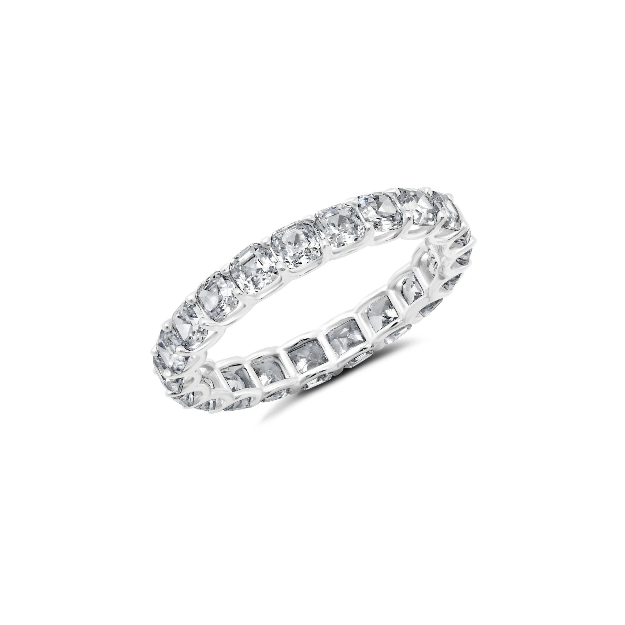 Small Asscher Cut Eternity Band Finished in Platinum - CRISLU
