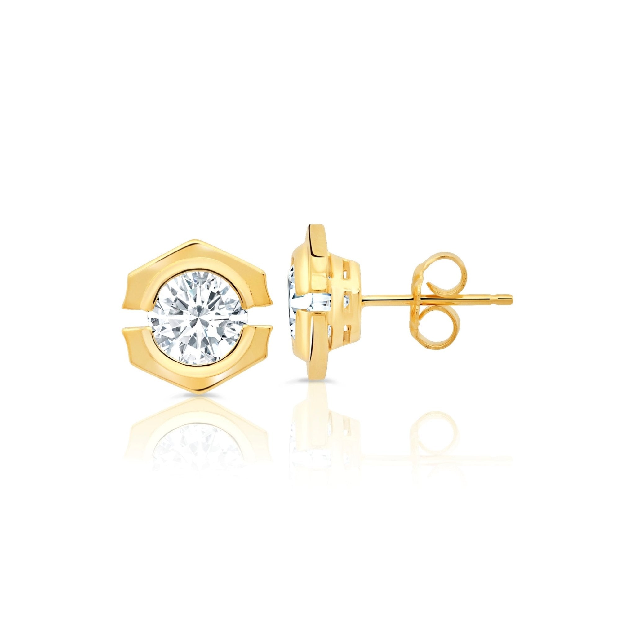 Solara Stud Earrings Finished in Gold - CRISLU