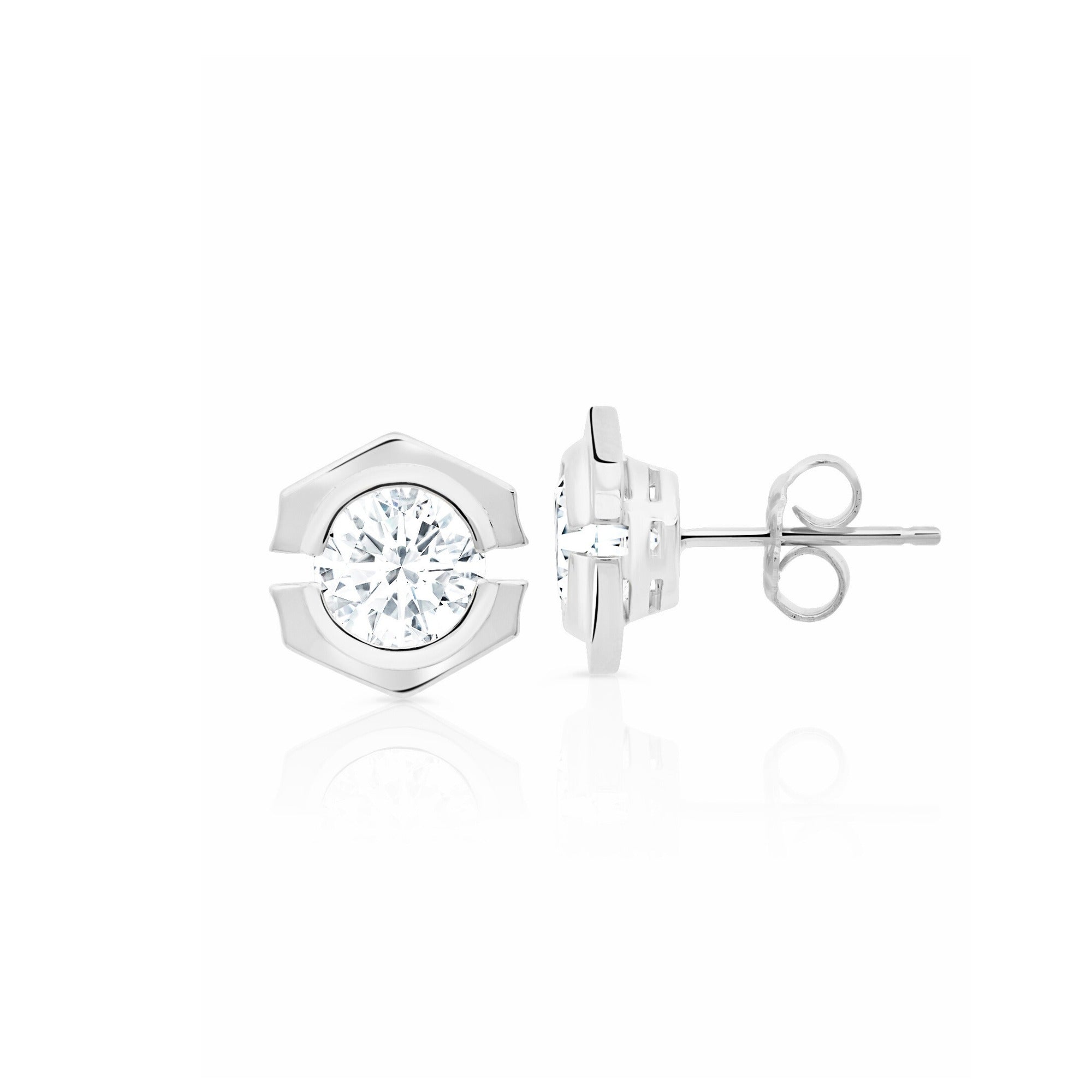 Solara Stud Earrings Finished in Platinum - CRISLU