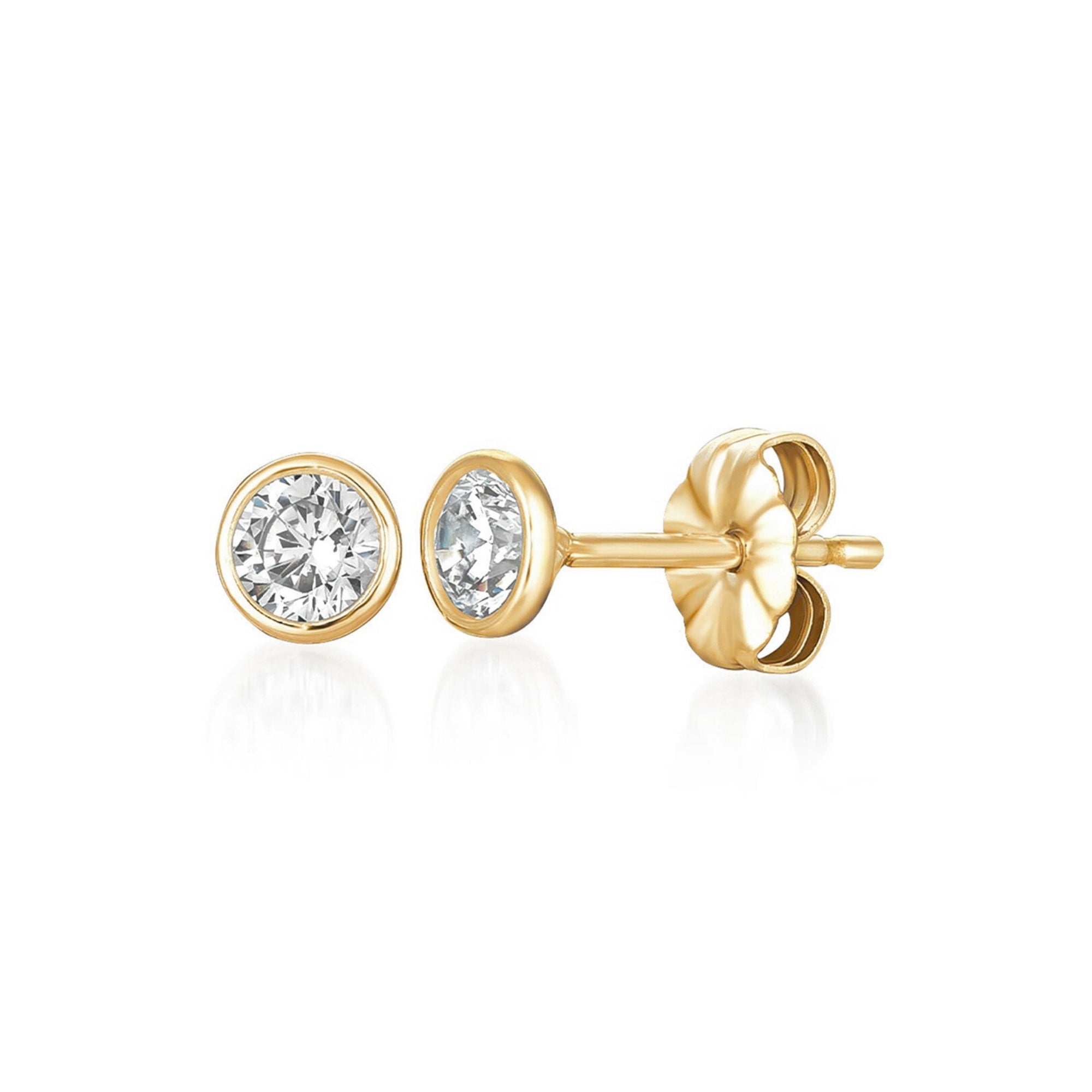 Solitaire Bezel Set Earrings - CRISLU