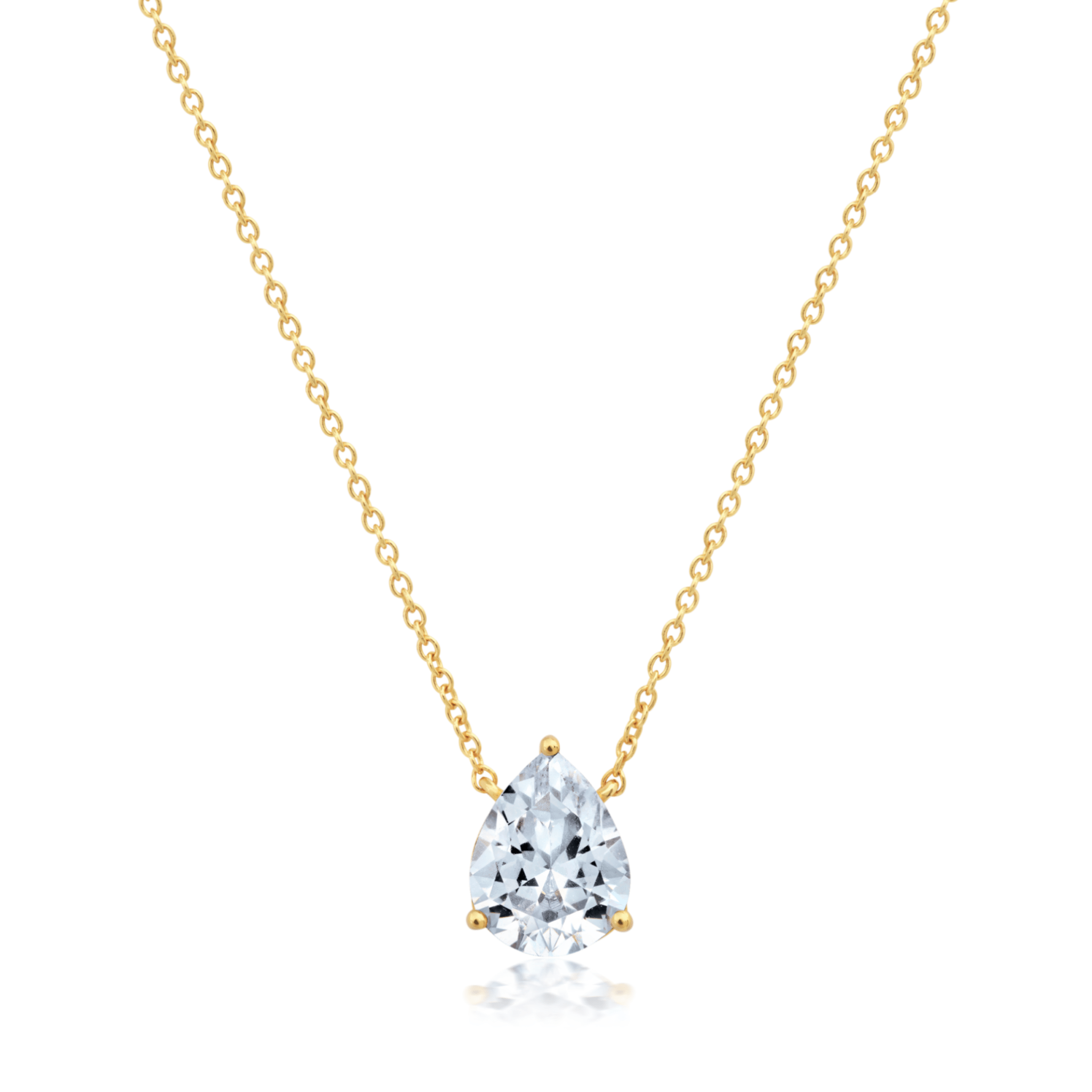 Solitaire Pear Necklace in Gold - CRISLU