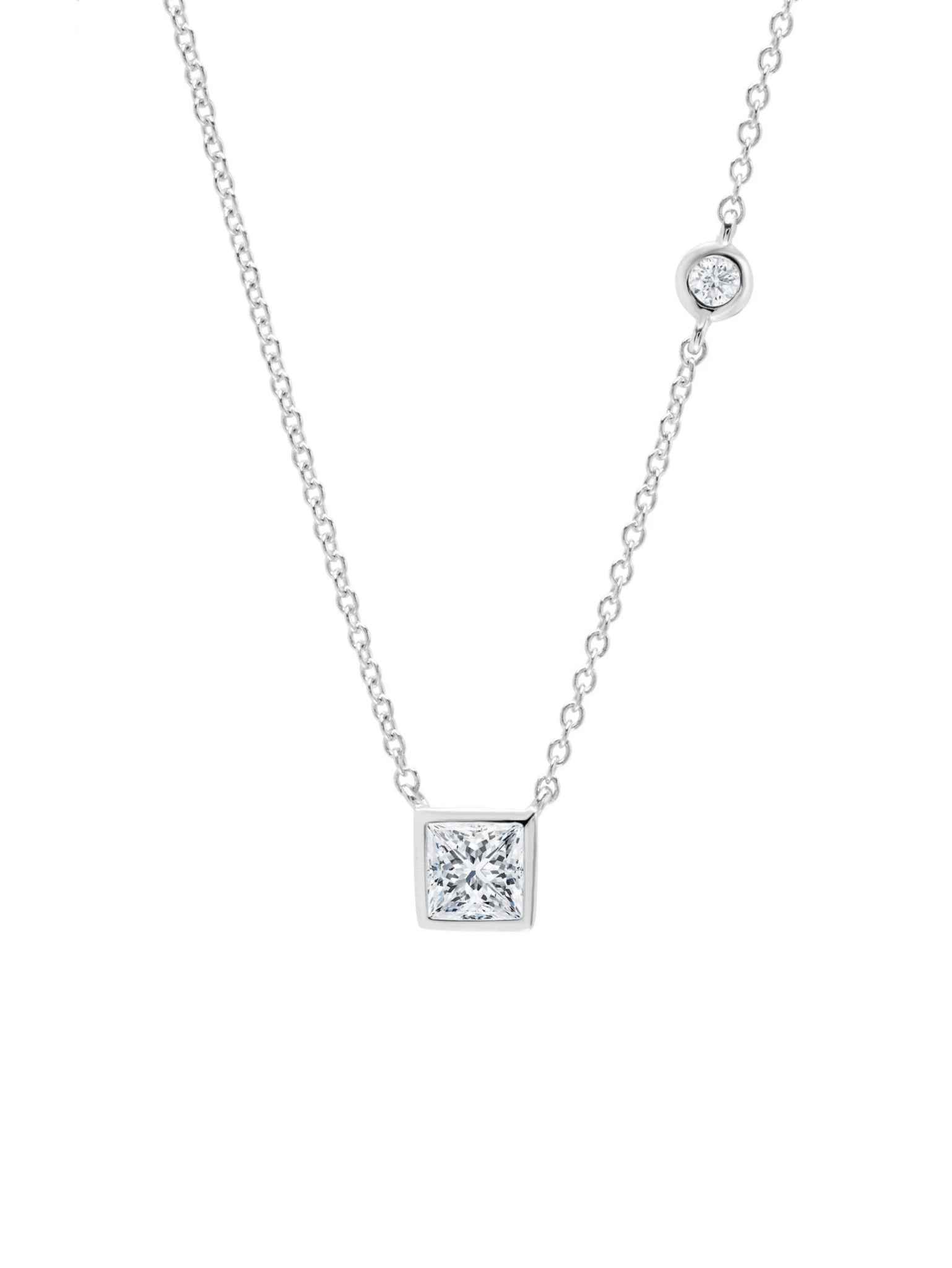 Square Asymmetrical Necklace in Platinum - CRISLU