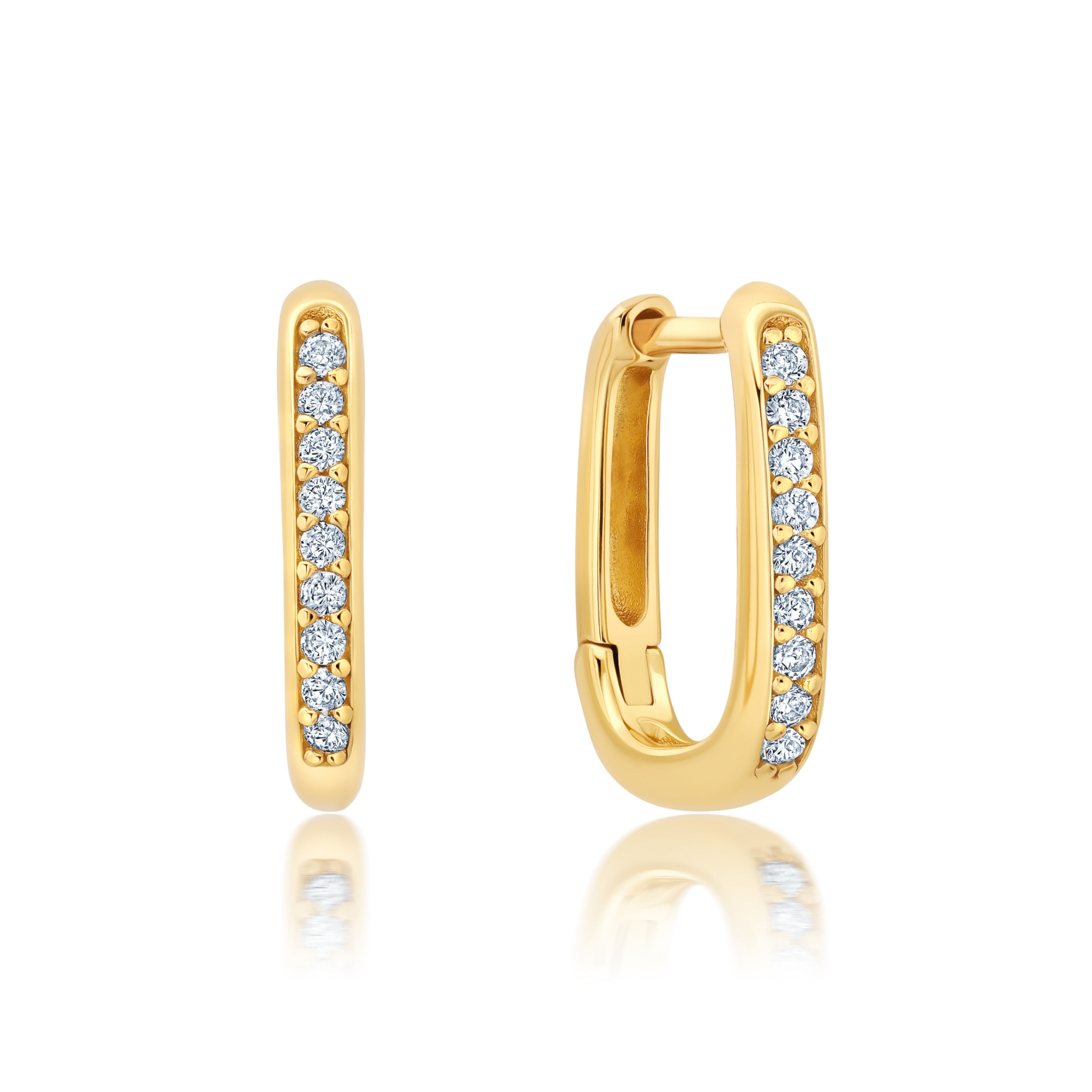 Square Huggie Hoops in Gold - CRISLU