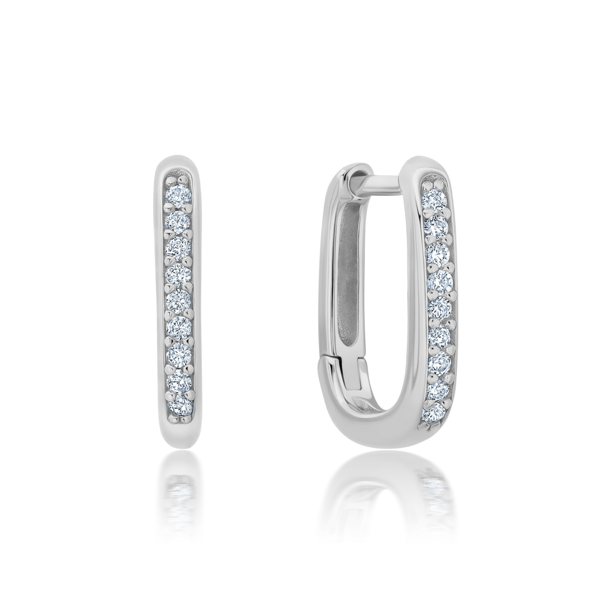 Square Huggie Hoops in Platinum - CRISLU