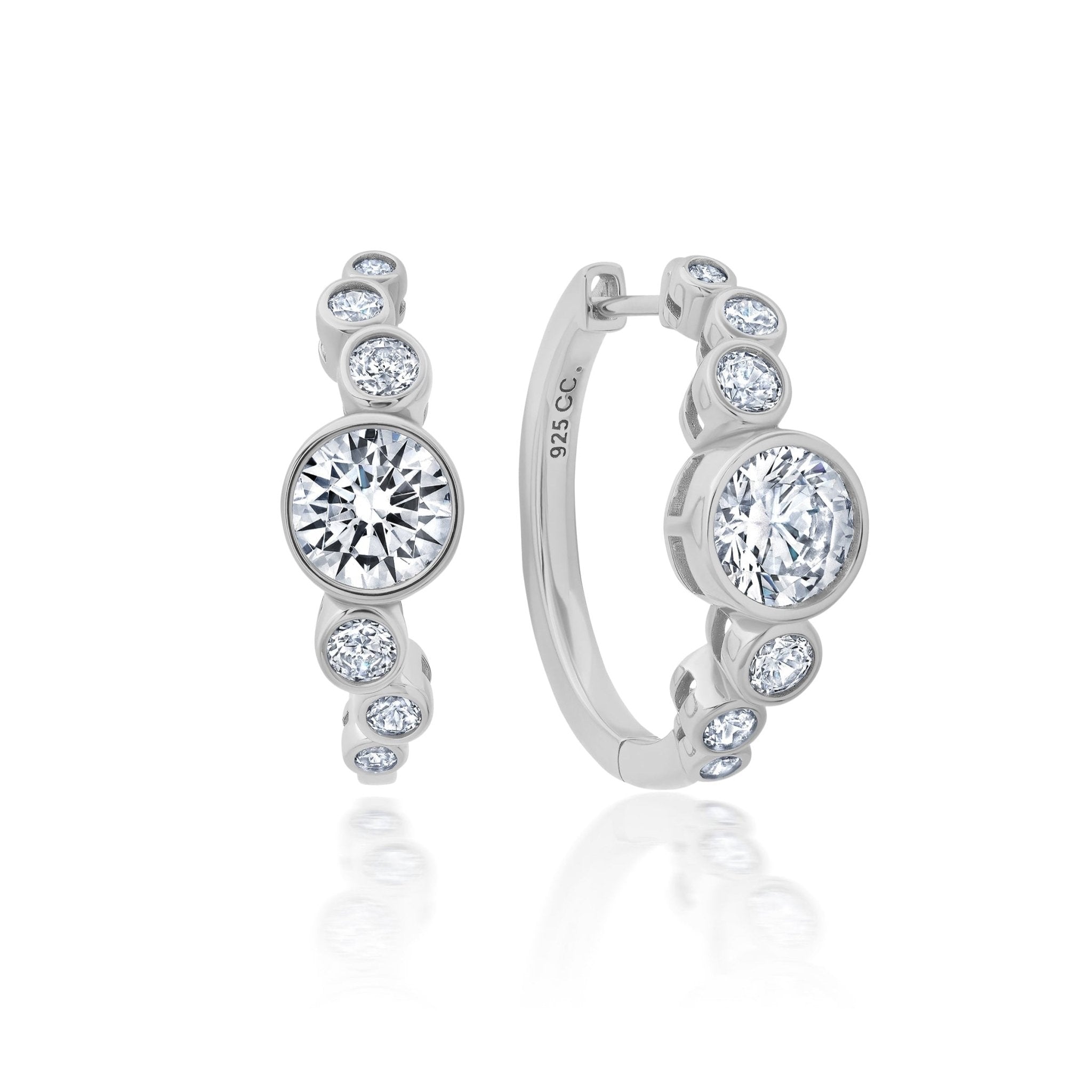 Stardust Bezel Earrings Finished in Platinum - CRISLU