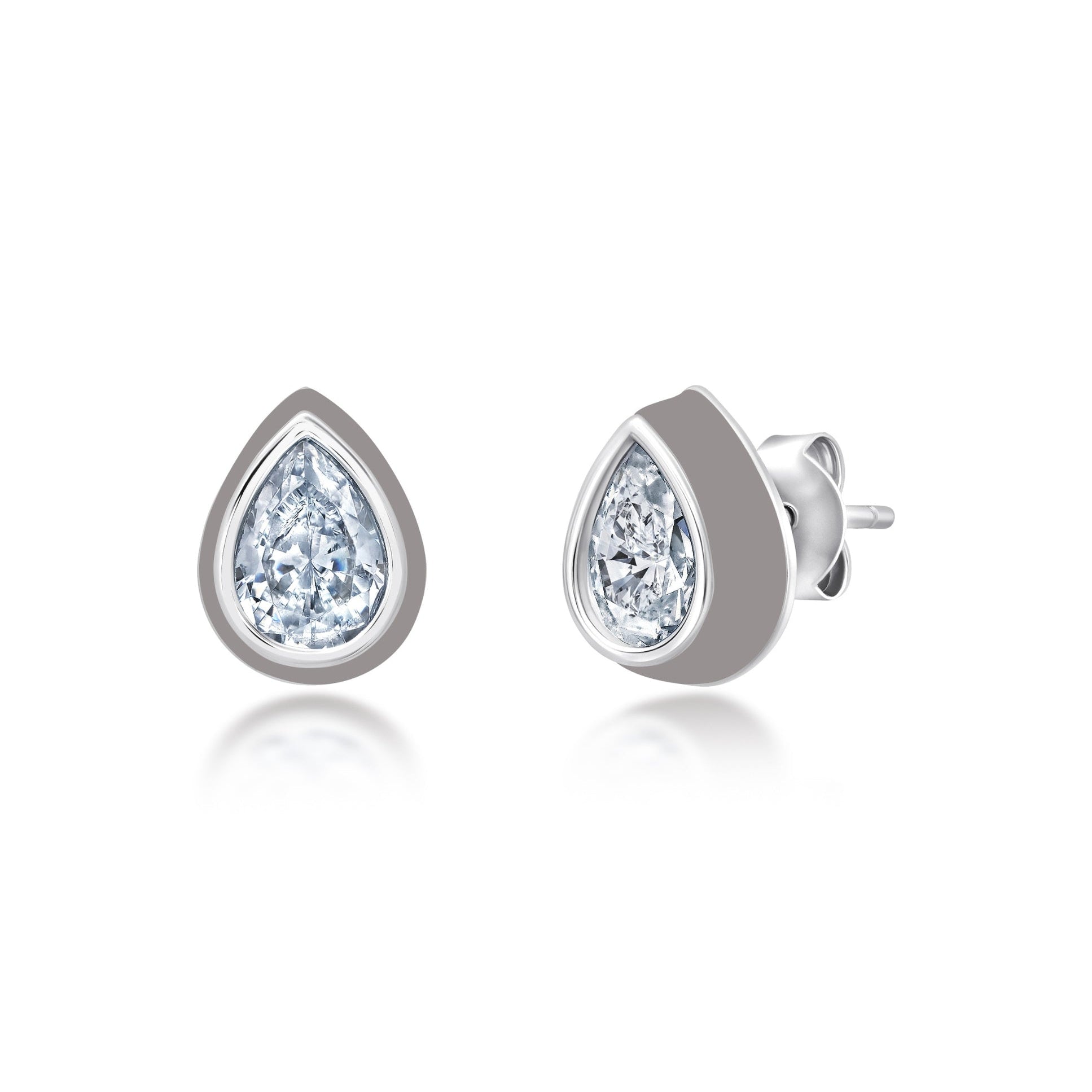 Taupe & Platinum Pear Earrings Finished in Platinum - CRISLU