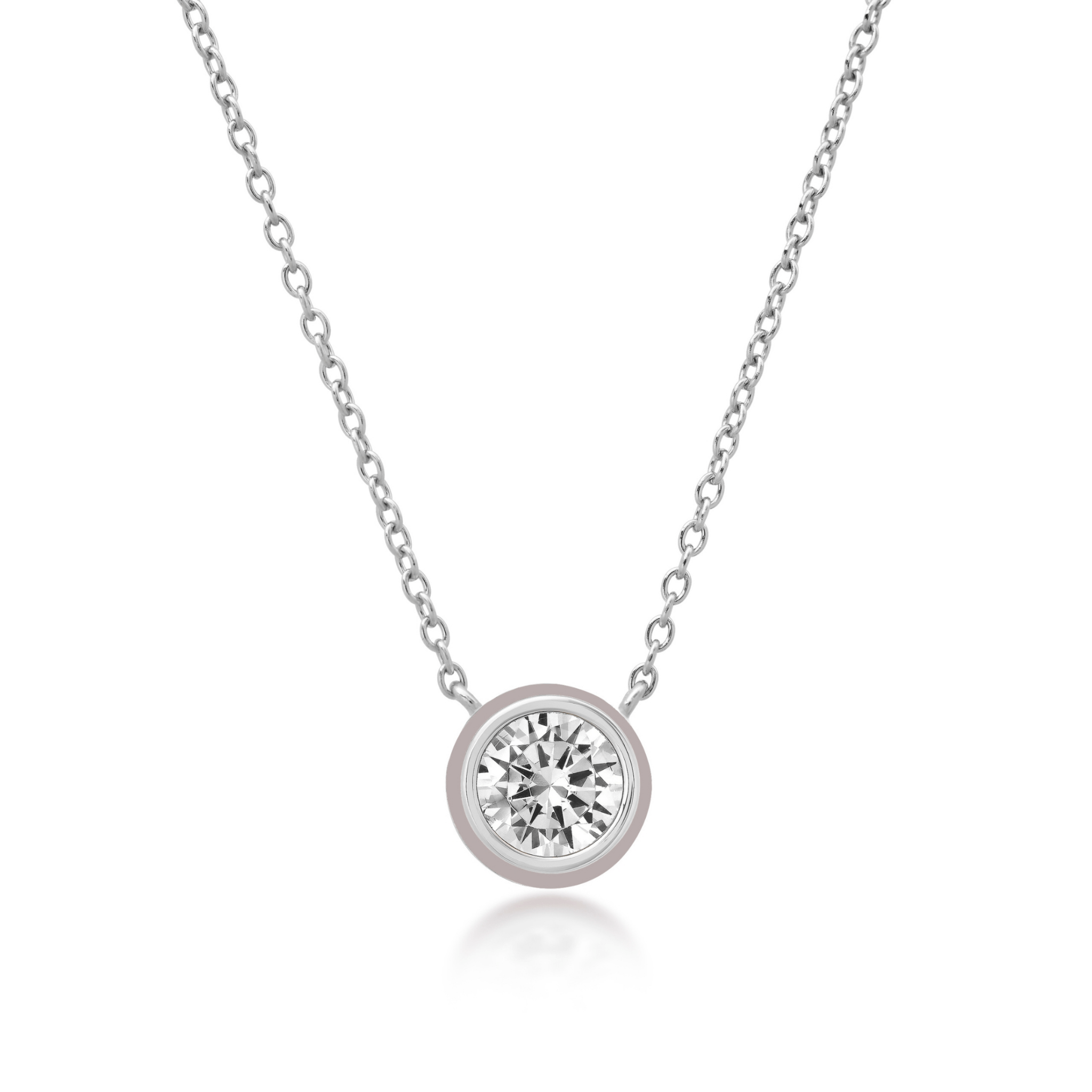 Taupe & Platinum Round Pendant Necklace Finished in Platinum - CRISLU