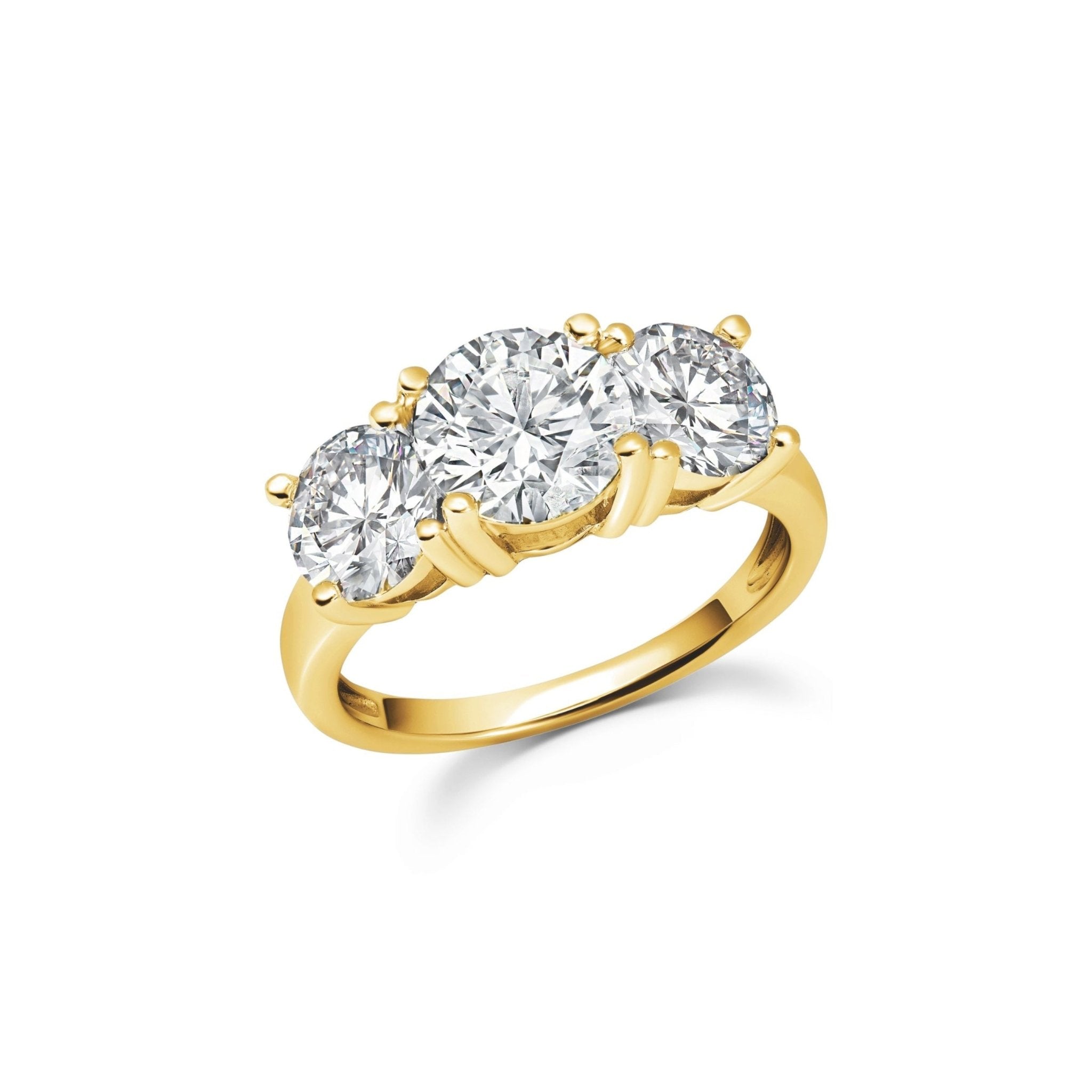 Three Stone Brilliant Ring Finished In Gold - CRISLU