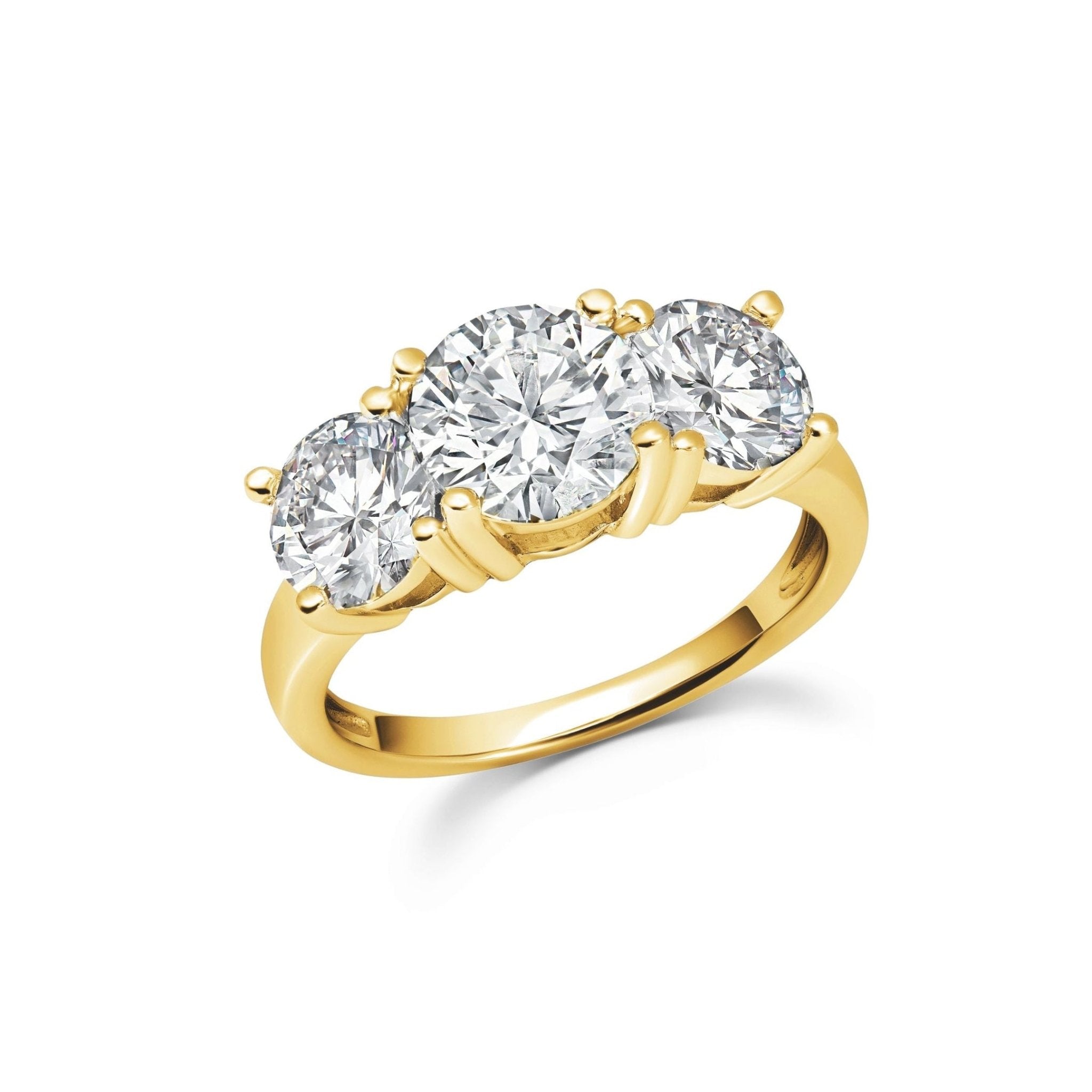 Three Stone Brilliant Ring Finished In Gold - CRISLU
