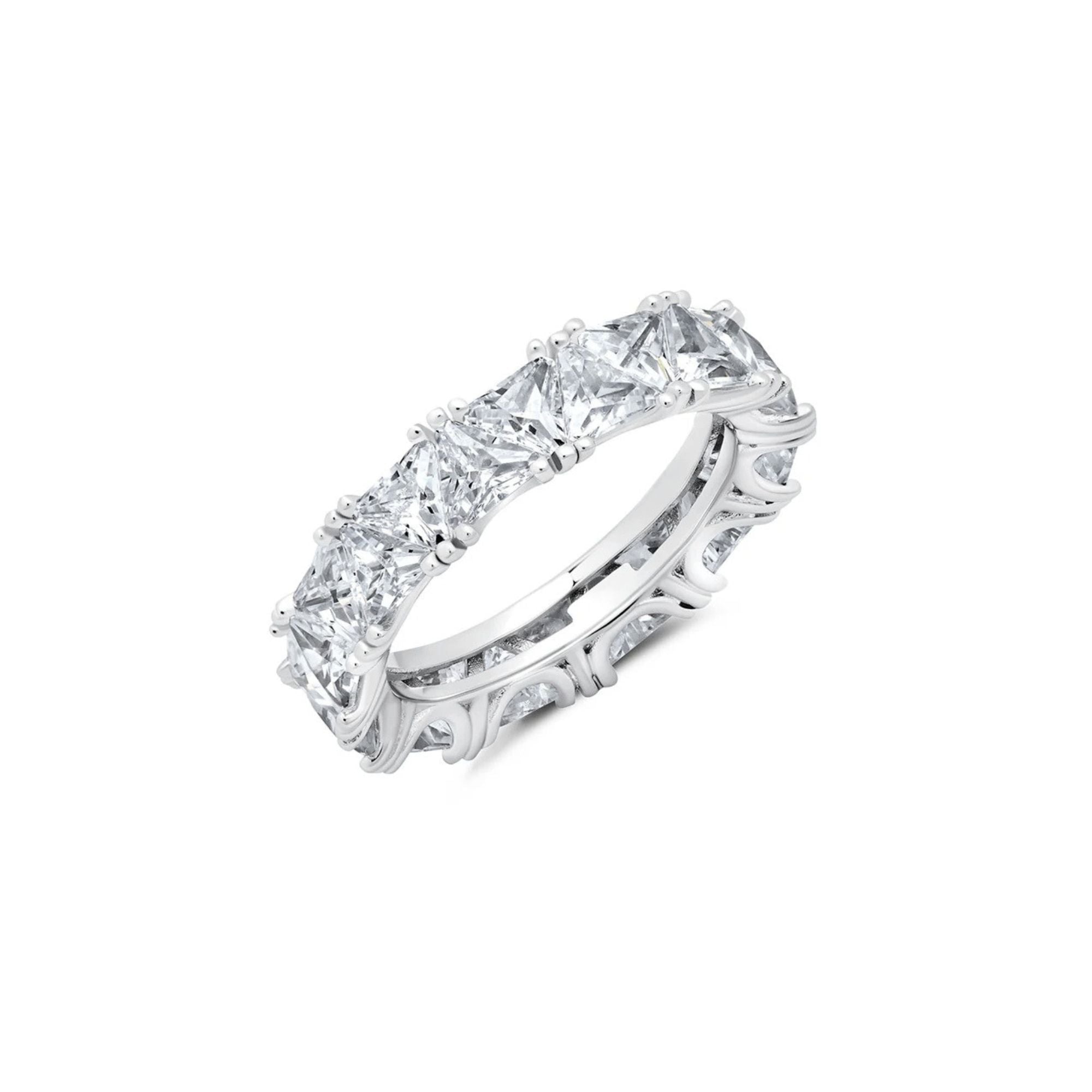 Trillion Cut Eternity Band Finished in Pure Platinum - CRISLU