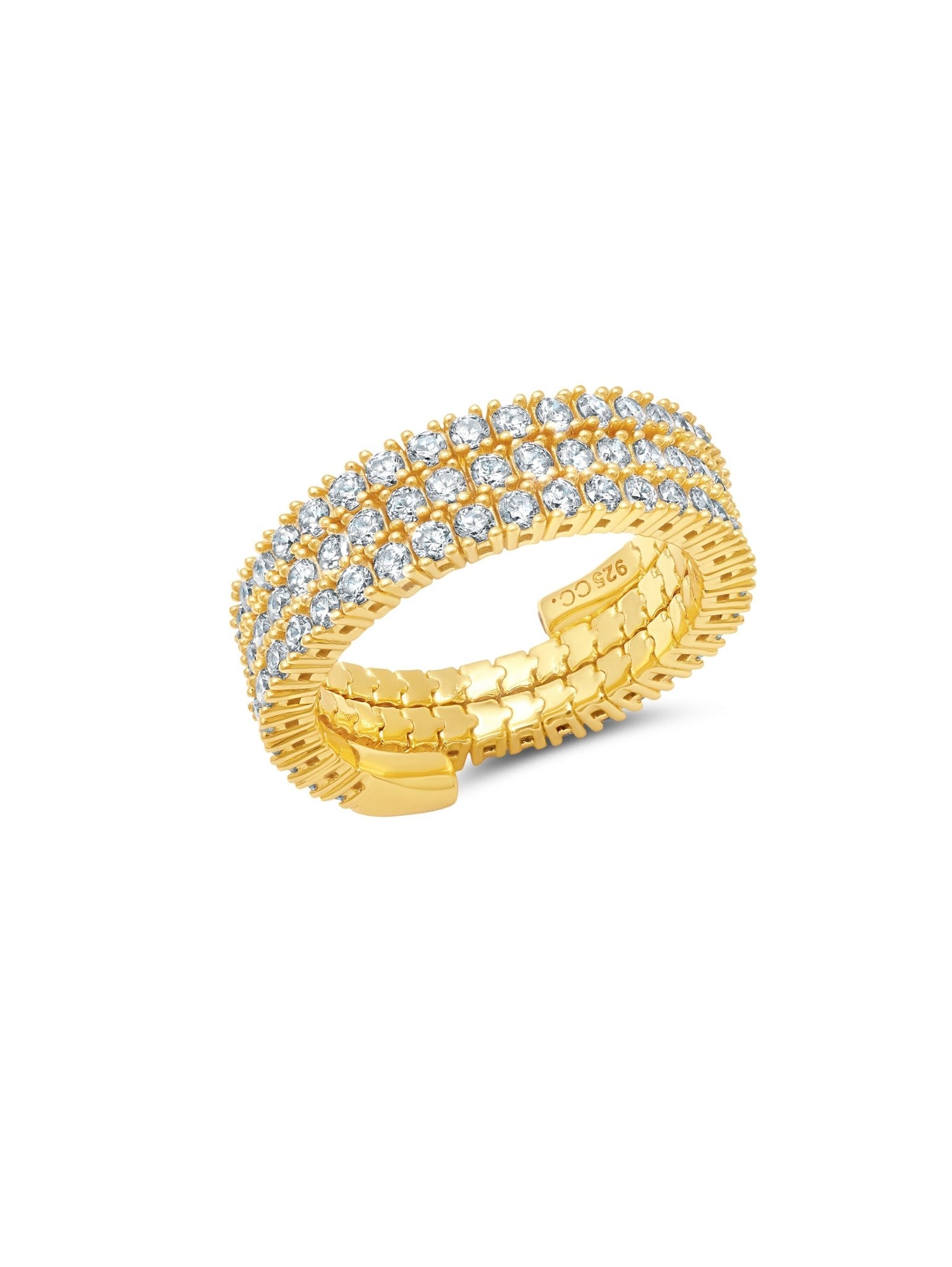 Triple Band Adjustable Ring in Gold - CRISLU