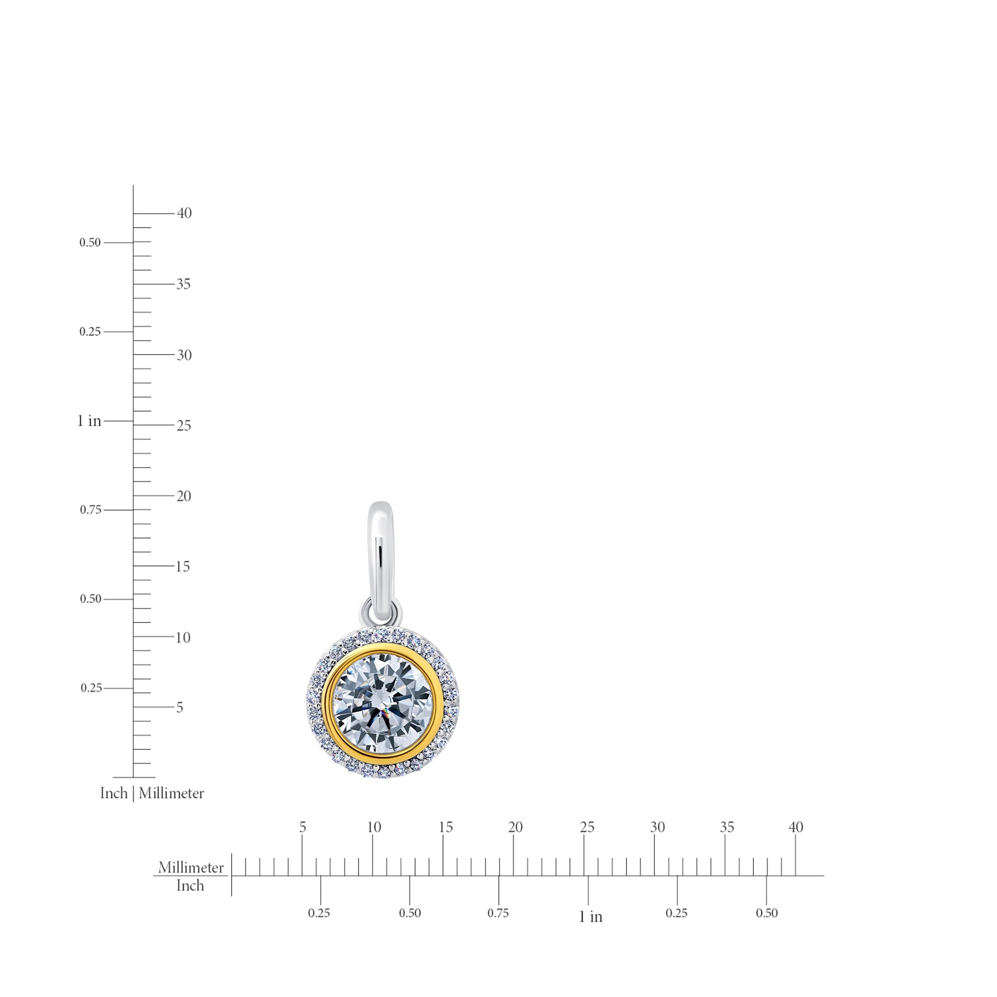 Two Tone Halo Charm in Platinum & Gold - CRISLU