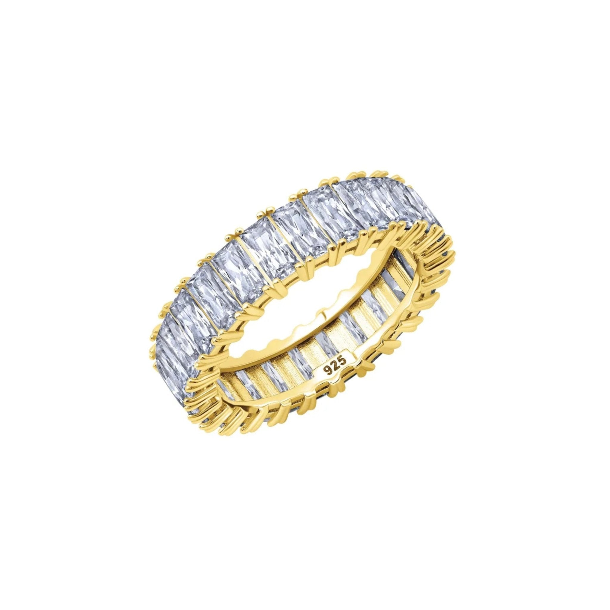 Vertical Baguette Eternity Ring Finished in Gold - CRISLU