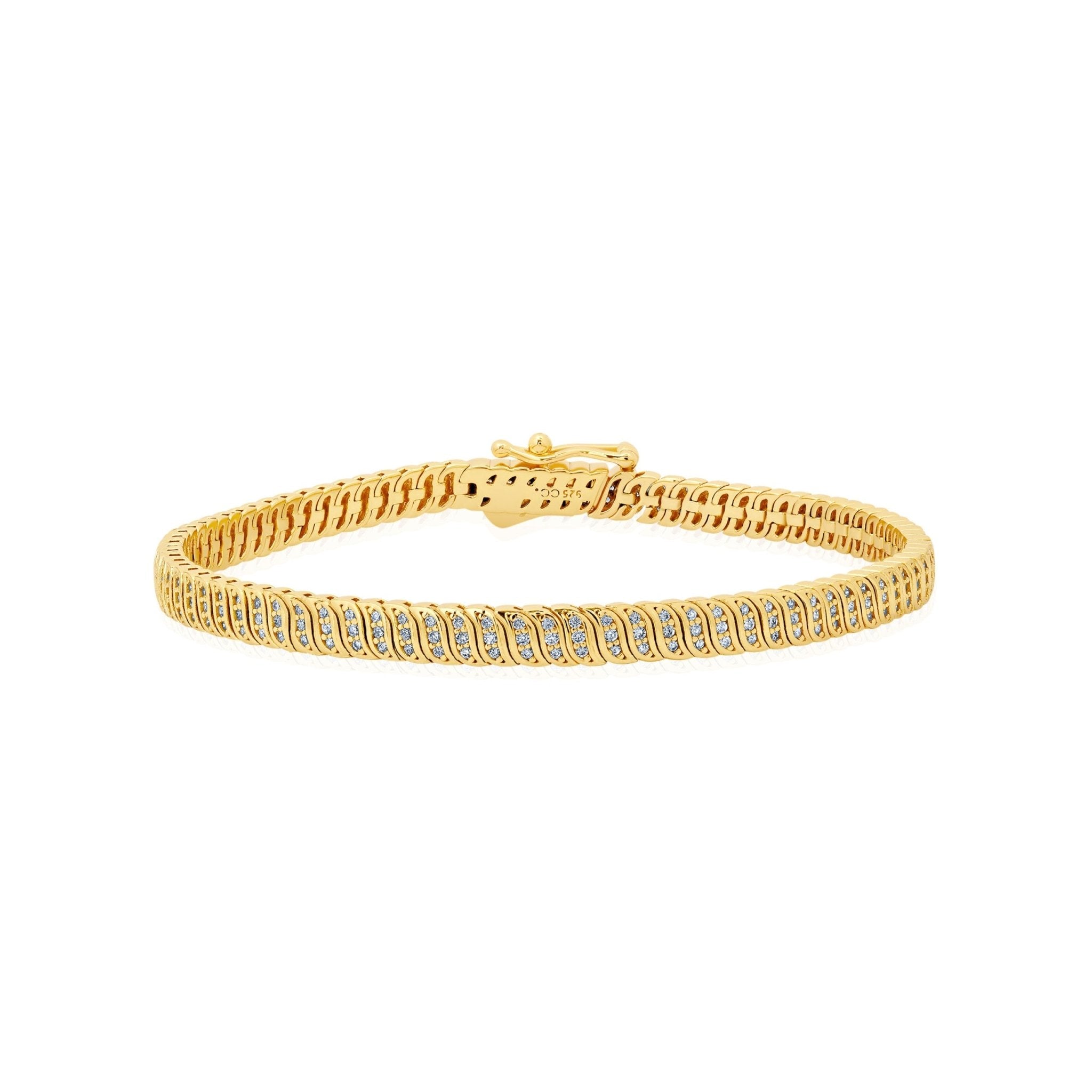 Wave Tennis Bracelet in Gold - CRISLU