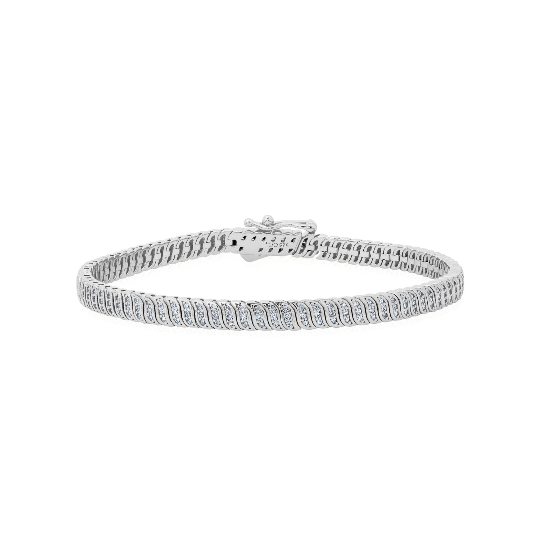 Wave Tennis Bracelet in Platinum - CRISLU
