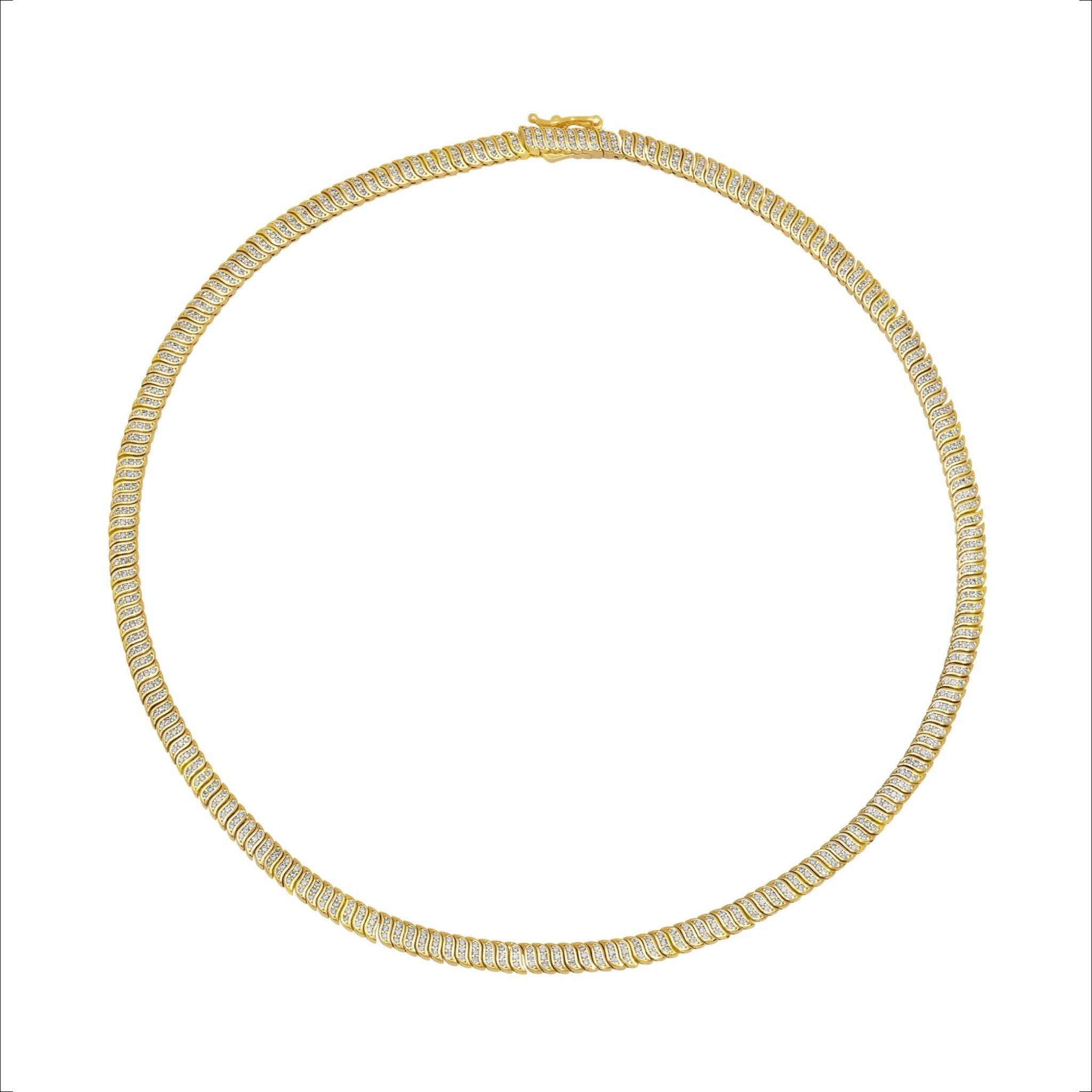 Wave Tennis Necklace in Gold - CRISLU