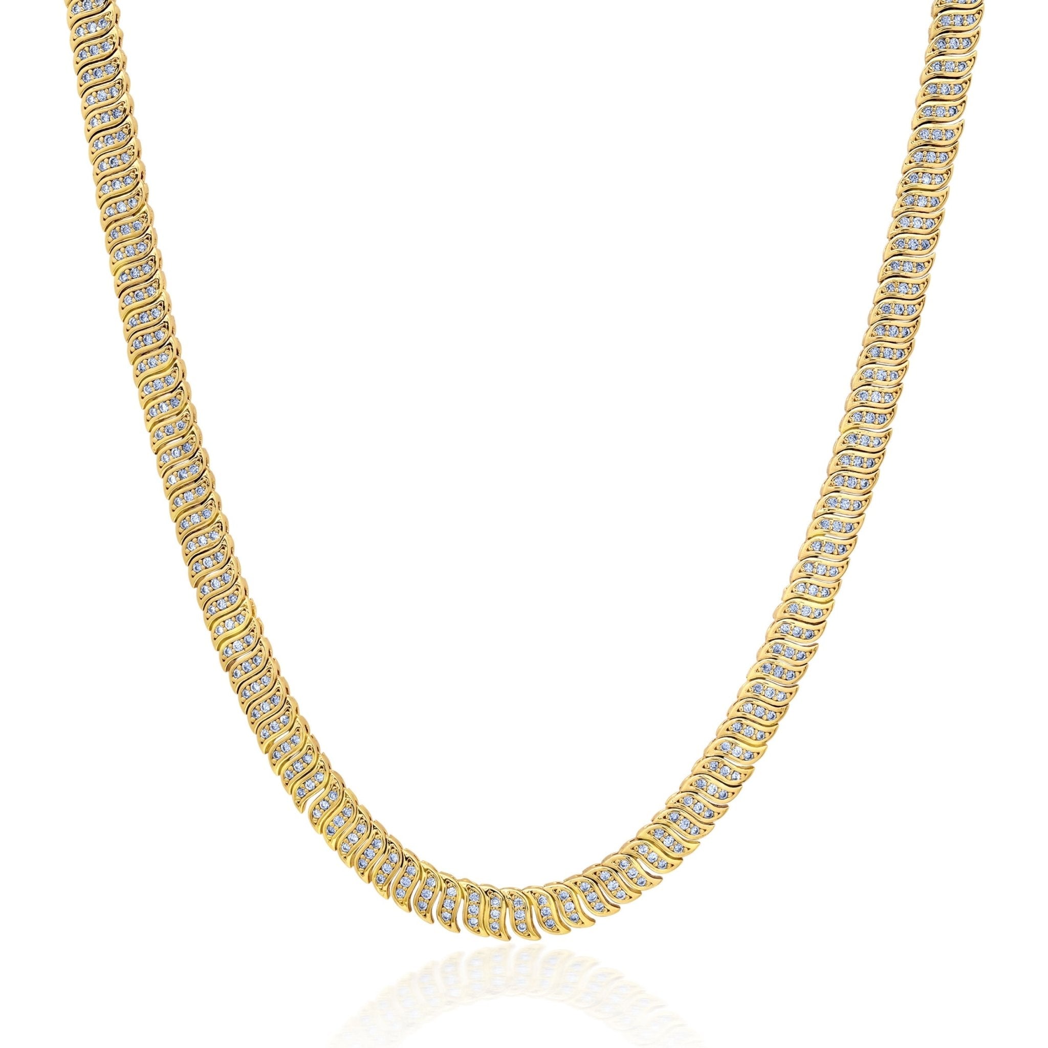 Wave Tennis Necklace in Gold - CRISLU
