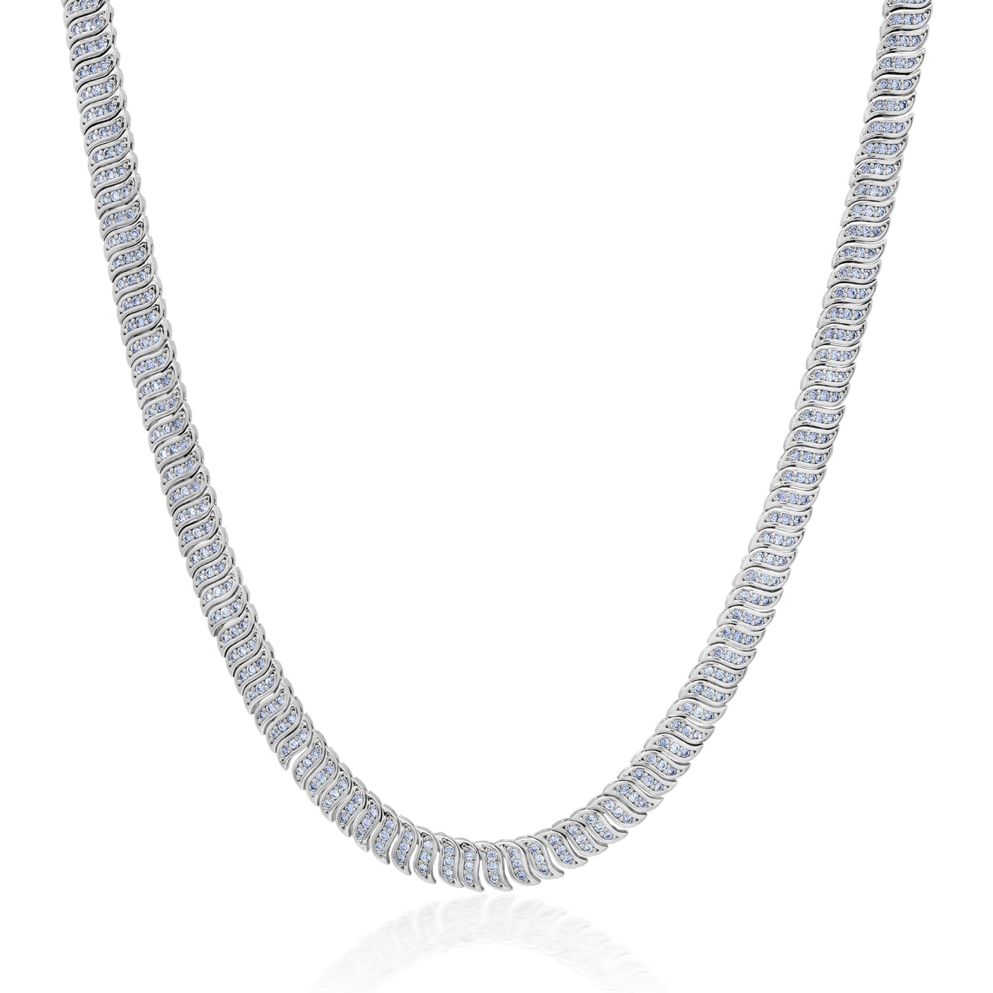 Wave Tennis Necklace in Platinum - CRISLU