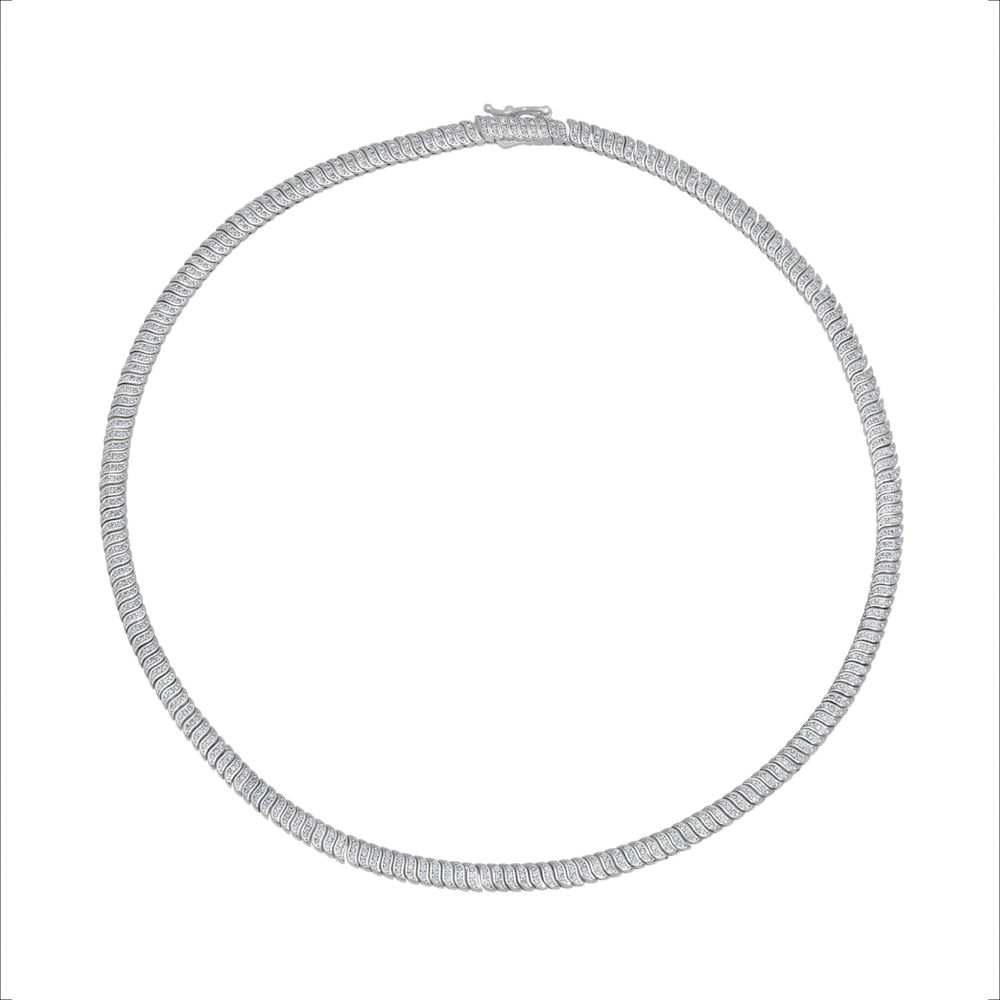 Wave Tennis Necklace in Platinum - CRISLU