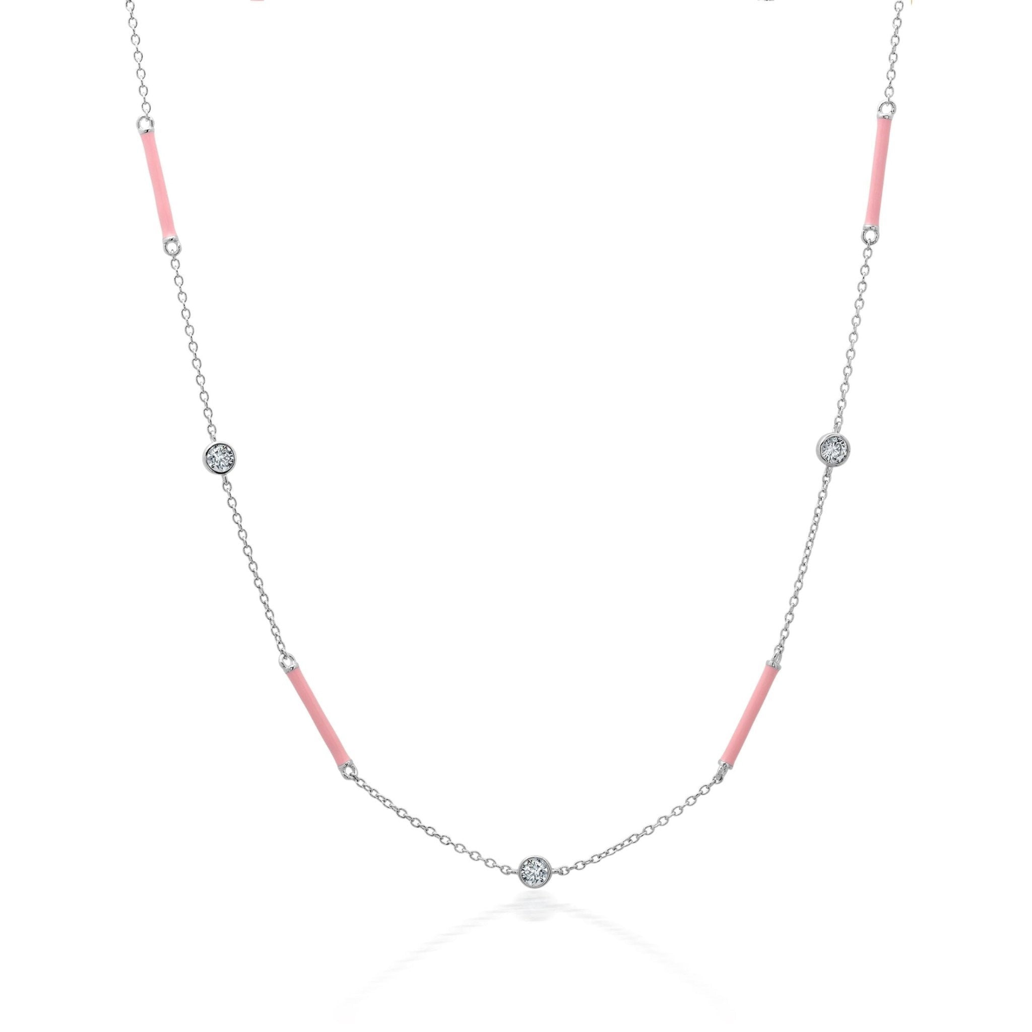 White Enamel 16" Station Necklace - CRISLU