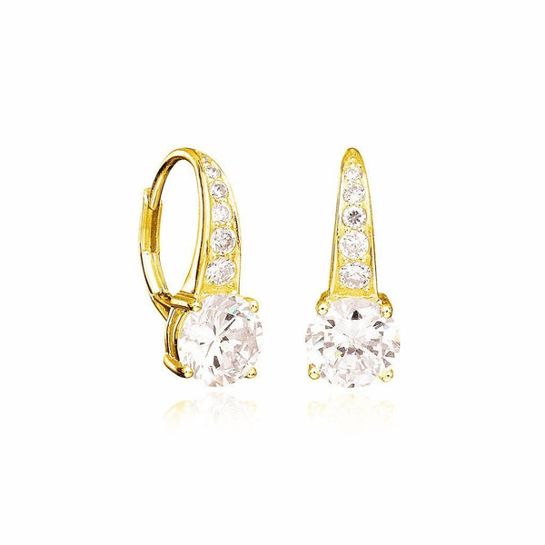 Accented Brilliant Cut Drop Earrings Finished in 18kt Yellow Gold - CRISLU