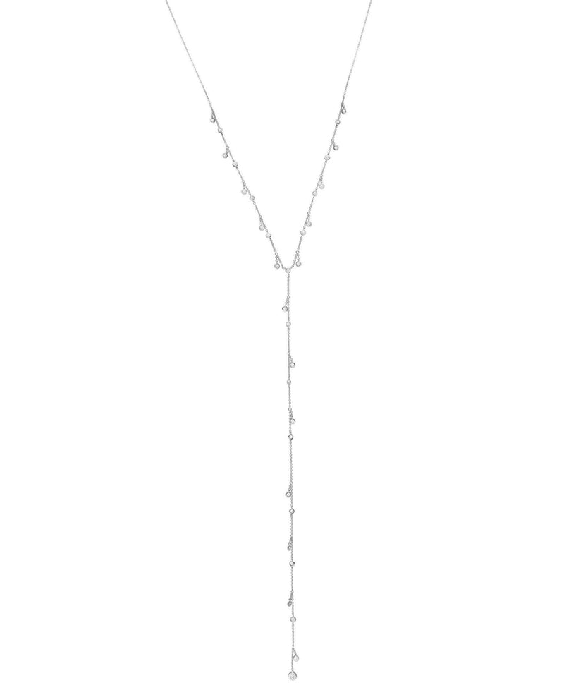 Adjustable Dangling Bezel Y-Necklace Finished in Pure Platinum - CRISLU
