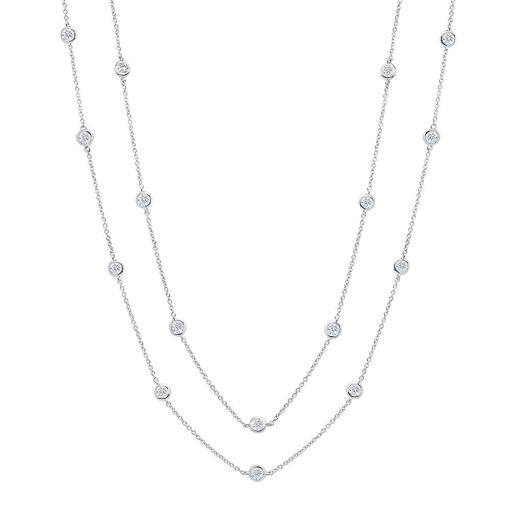 Bezel 36" Necklace Finished in Pure Platinum- 4mm - CRISLU