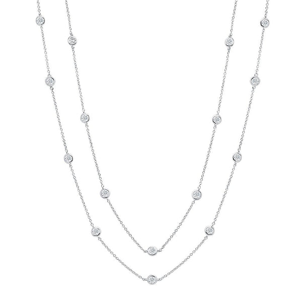 Bezel 36" Necklace Finished in Pure Platinum- 4mm - CRISLU