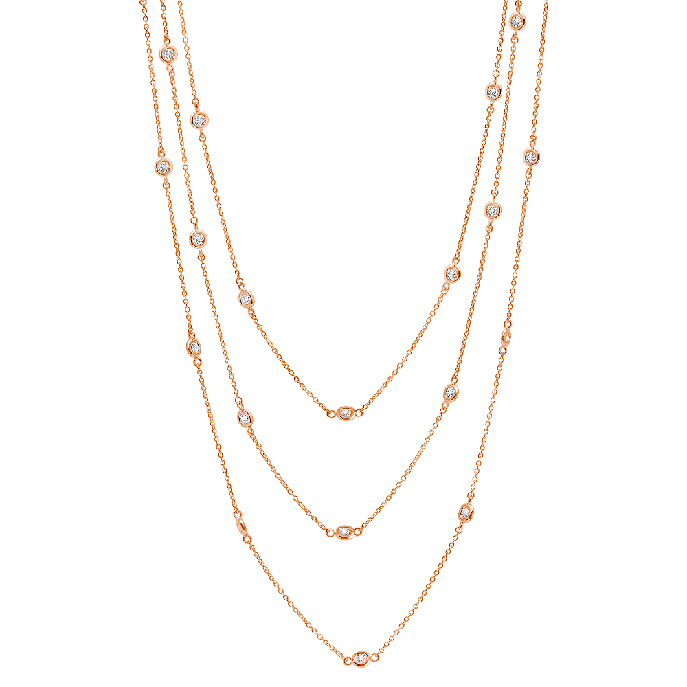 Bezel 48" Necklace Finished in 18kt Rose Gold - CRISLU