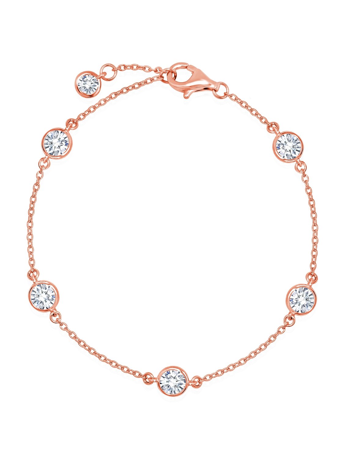 Bezel Set Station Bracelet Finished in 18kt Rose Gold - 4mm - CRISLU