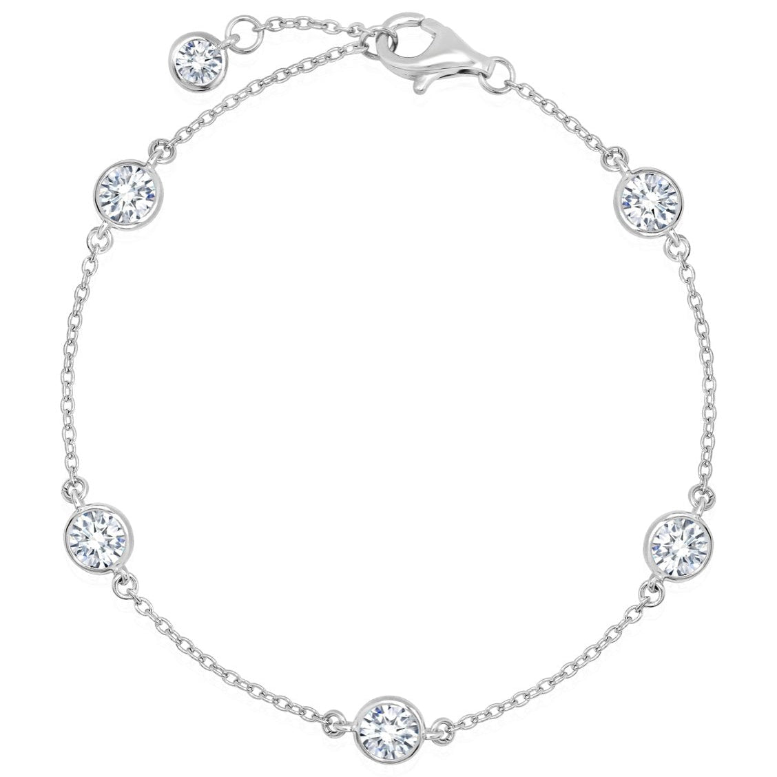 Bezel Set Station Bracelet Finished in Pure Platinum - 4mm - CRISLU