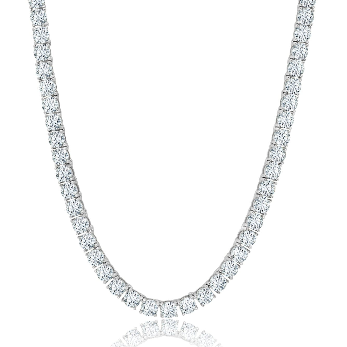 Brilliant Cut Tennis Necklace Finished in Pure Platinum 3mm - CRISLU