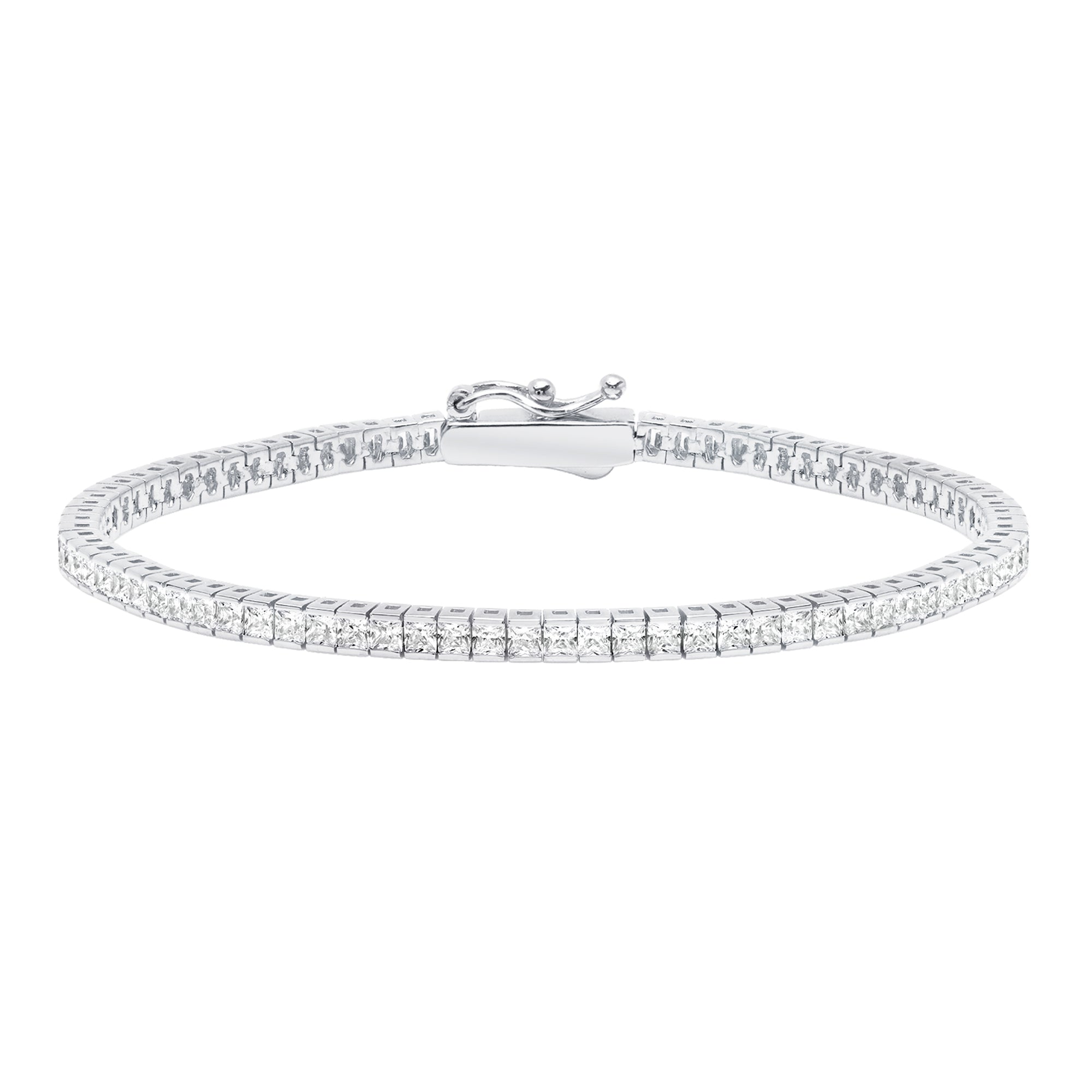 Brilliant Square Princess Cut 2mm Tennis Anklet - CRISLU