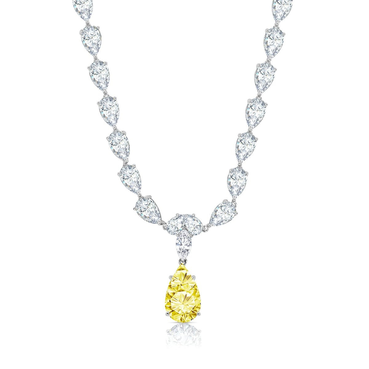 CANARY III OPULENT PEAR SHAPE NECKLACE WITH CANARY DROP-OFF - CRISLU