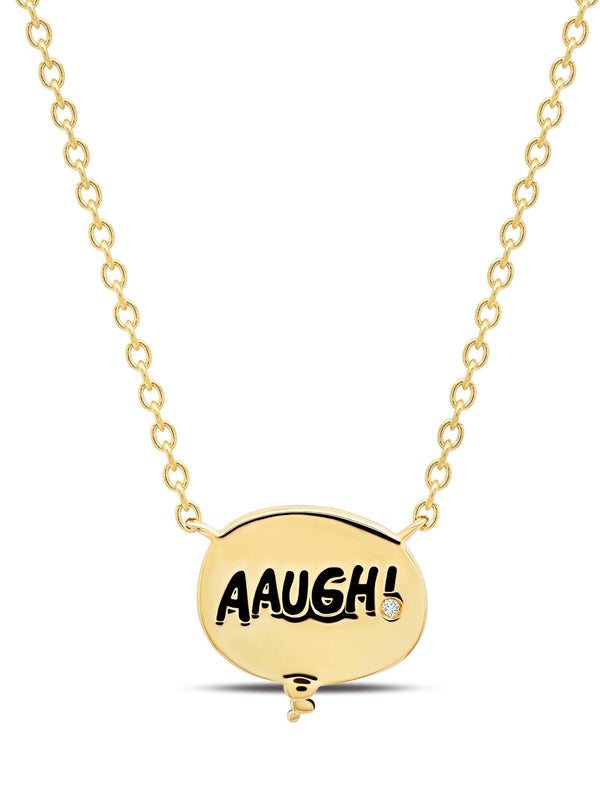 Charlie Brown Thought Balloon .925 Sterling Silver Necklace Finished in 18kt Yellow Gold - CRISLU