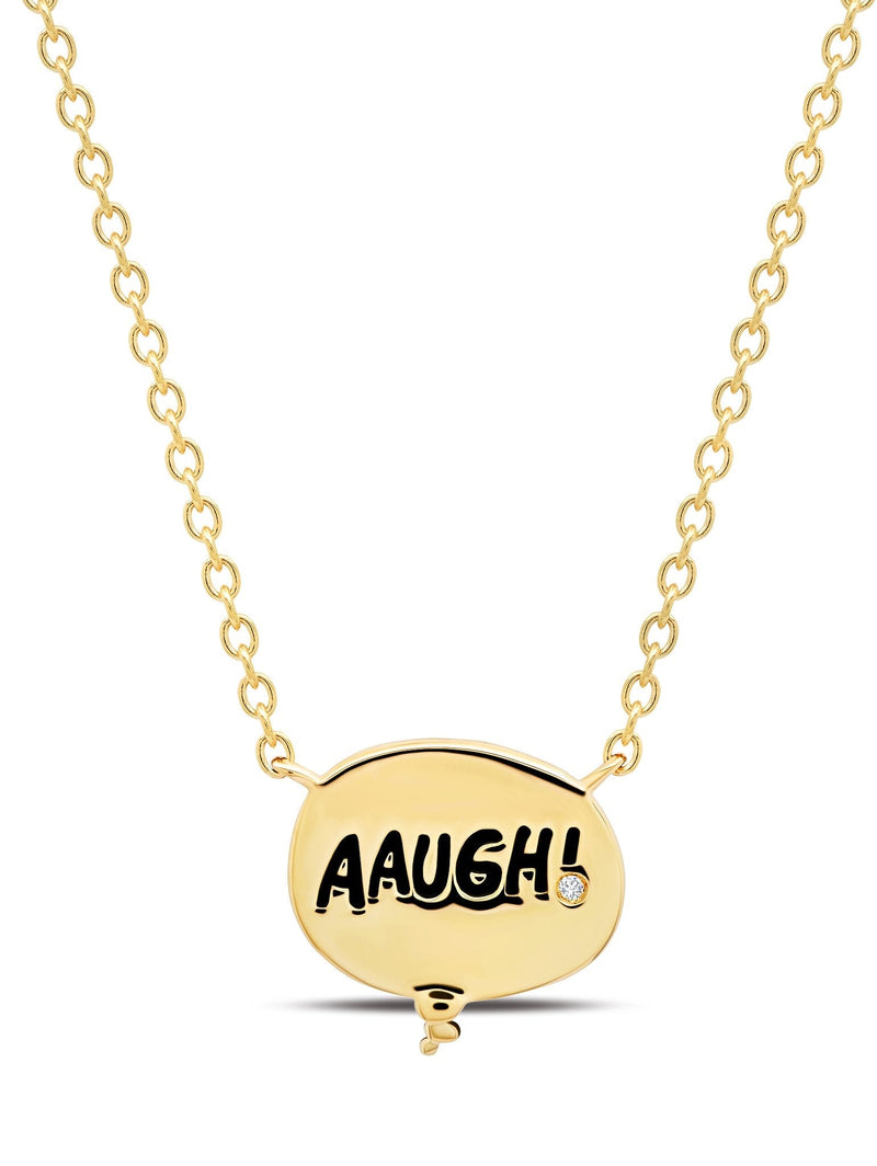 Charlie Brown Thought Balloon .925 Sterling Silver Necklace Finished in 18kt Yellow Gold - CRISLU
