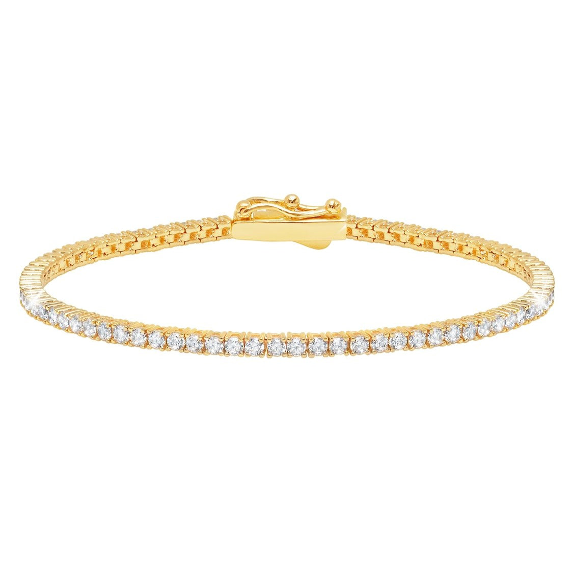 Classic Small Brilliant Tennis Bracelet Finished in 18kt Yellow Gold - CRISLU