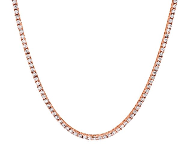 Classic Tennis Necklace Finished in 18kt Rose Gold - 16" - CRISLU