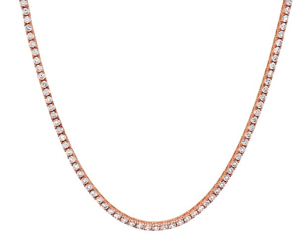 Classic Tennis Necklace Finished in 18kt Rose Gold - 16" - CRISLU