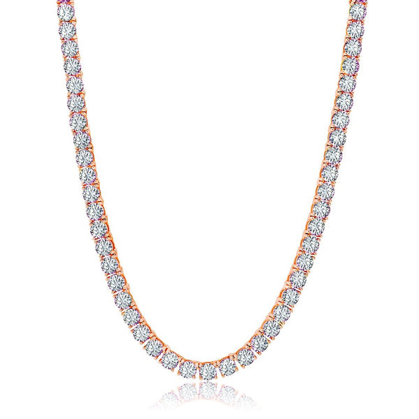 Classic Tennis Necklace Finished in 18kt Rose Gold - 18" - CRISLU