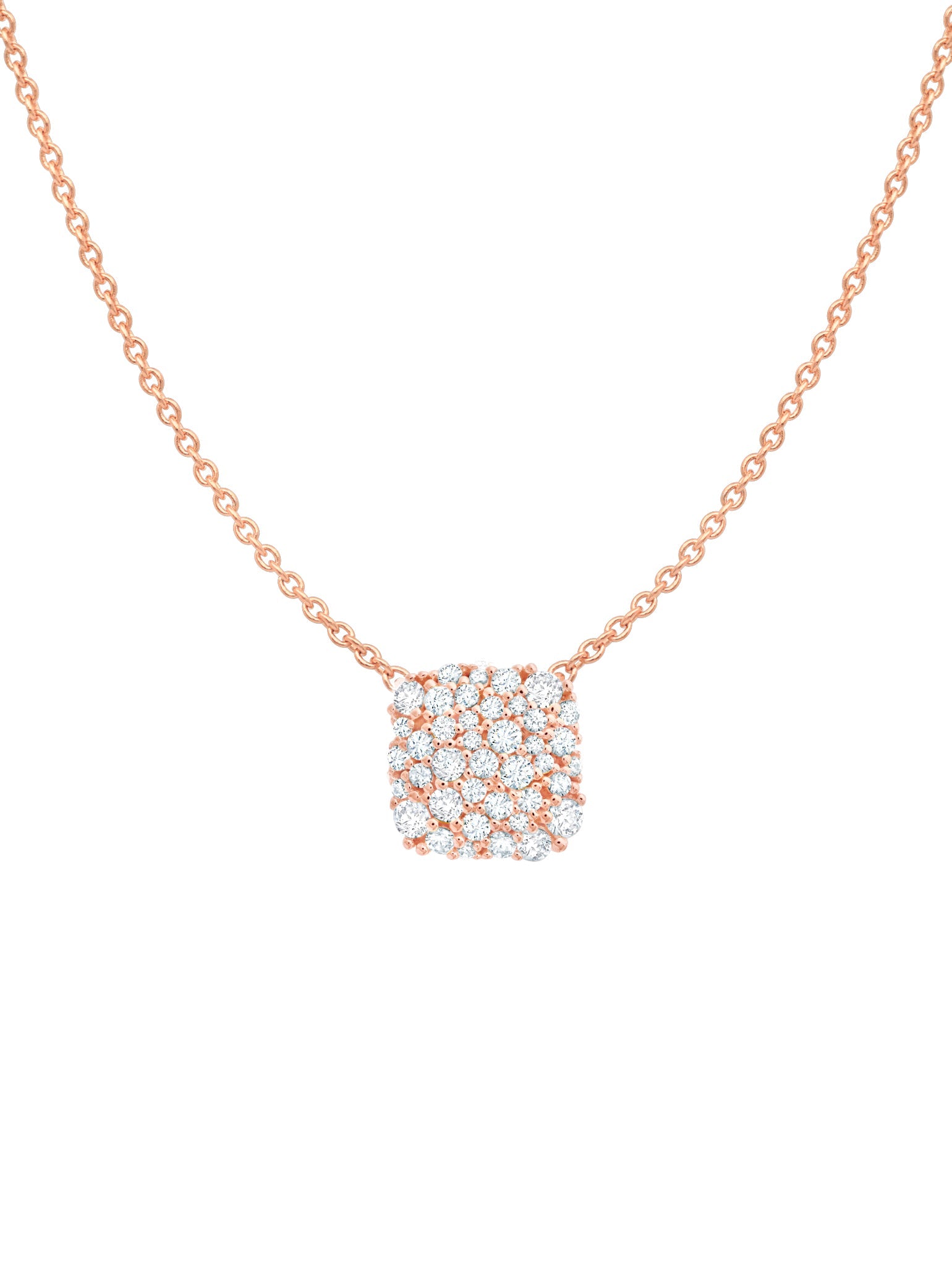 Cushion Cut Glisten Necklace Finished in 18kt Rose Gold - CRISLU