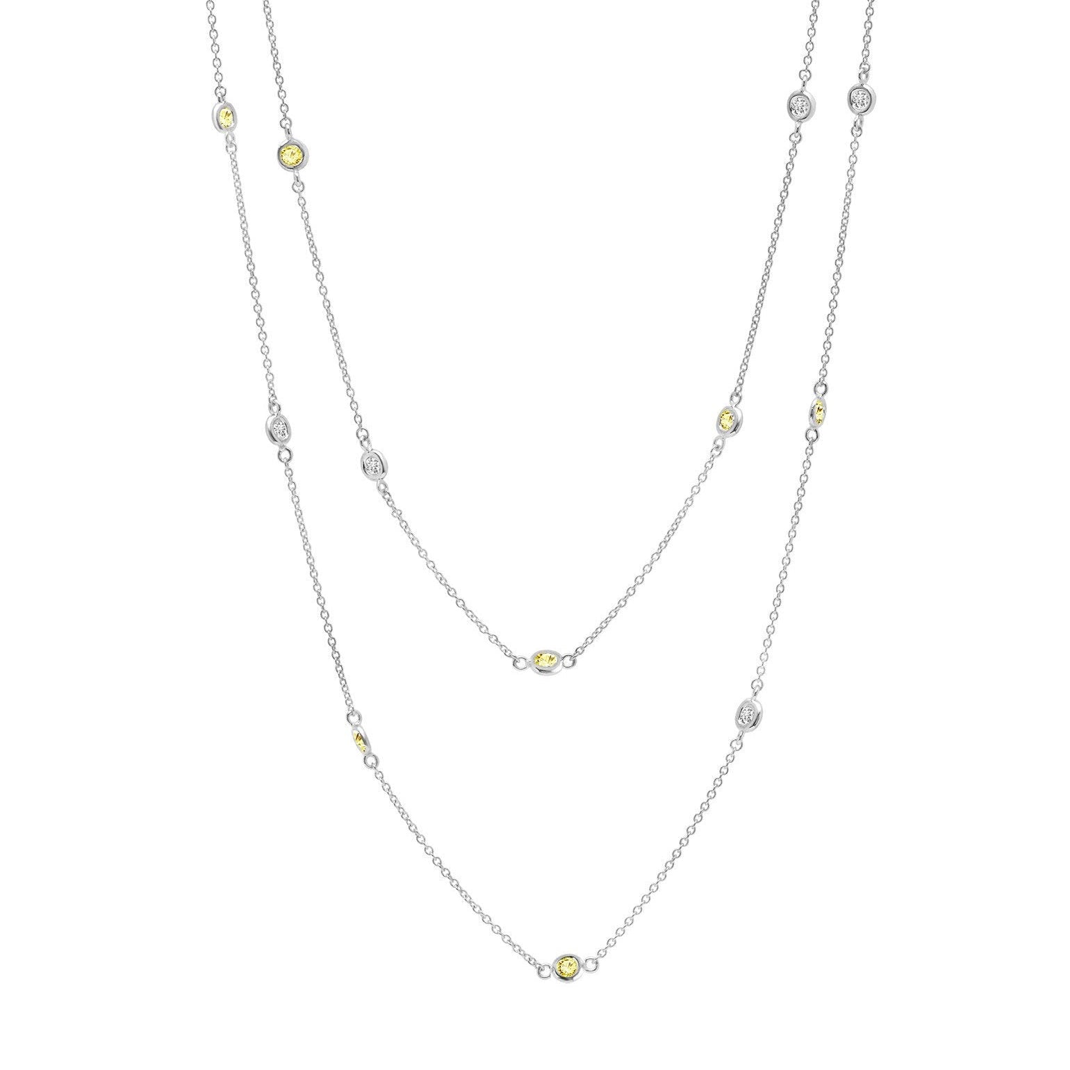Diamonds by the yard bezel set canary 36" necklace - CRISLU