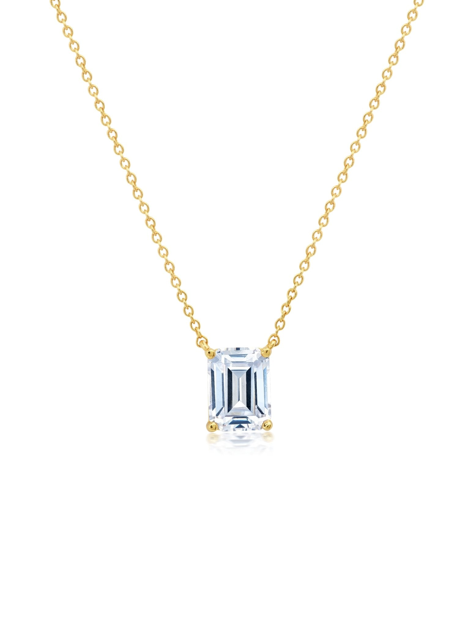 Emerald Cut Solitaire 16'' Necklace - CRISLU