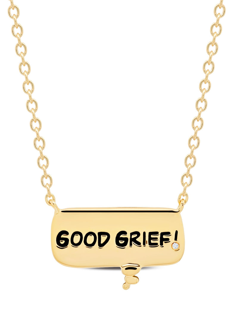 GOOD GRIEF! Thought Balloon .925 Sterling Silver Necklace Finished Finished in 18kt Yellow Gold - CRISLU