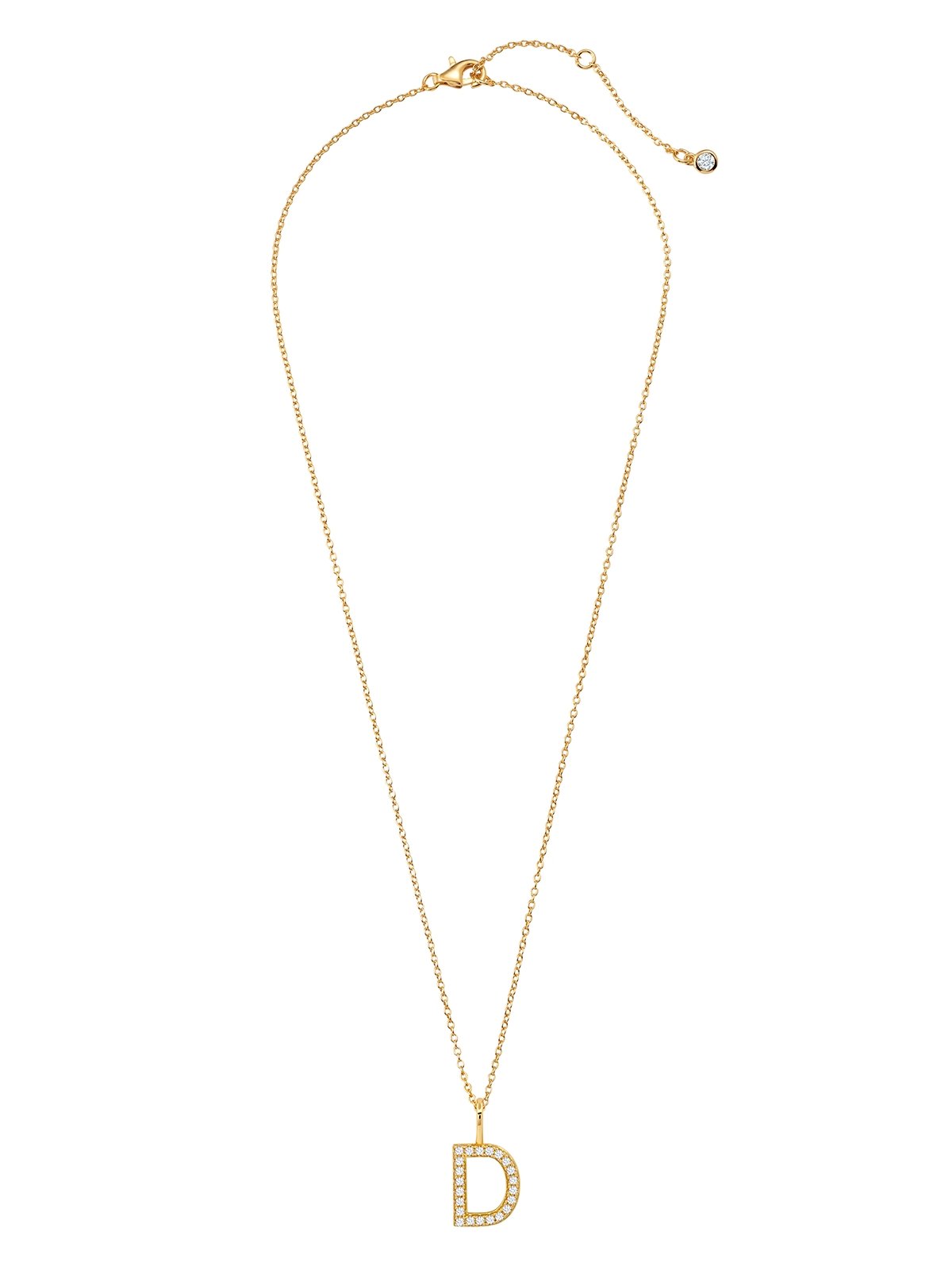 Initial Pendent Necklace Charm Letter D Finished in 18kt Yellow Gold - CRISLU